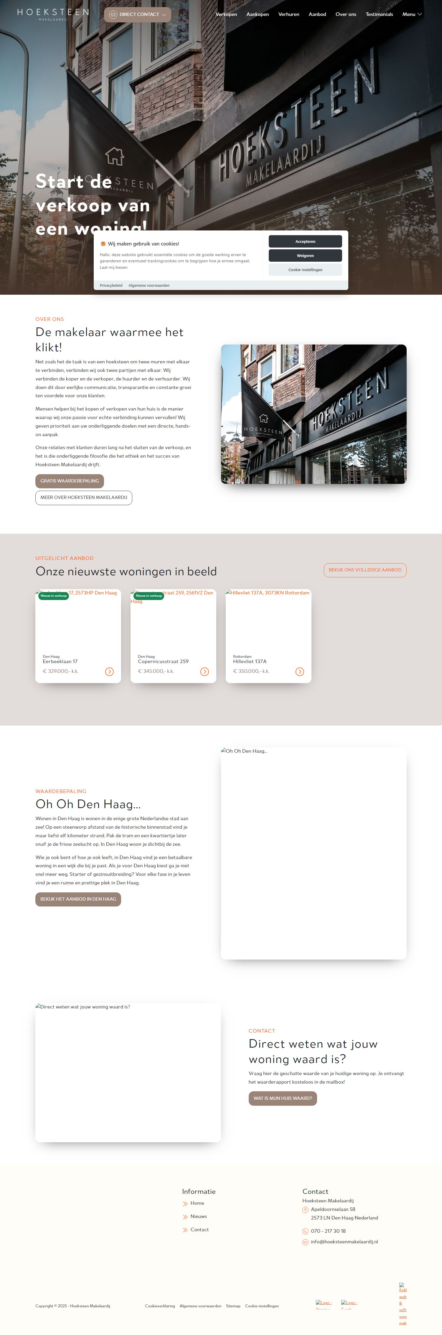 Screenshot van de website van www.hoeksteenmakelaardij.nl