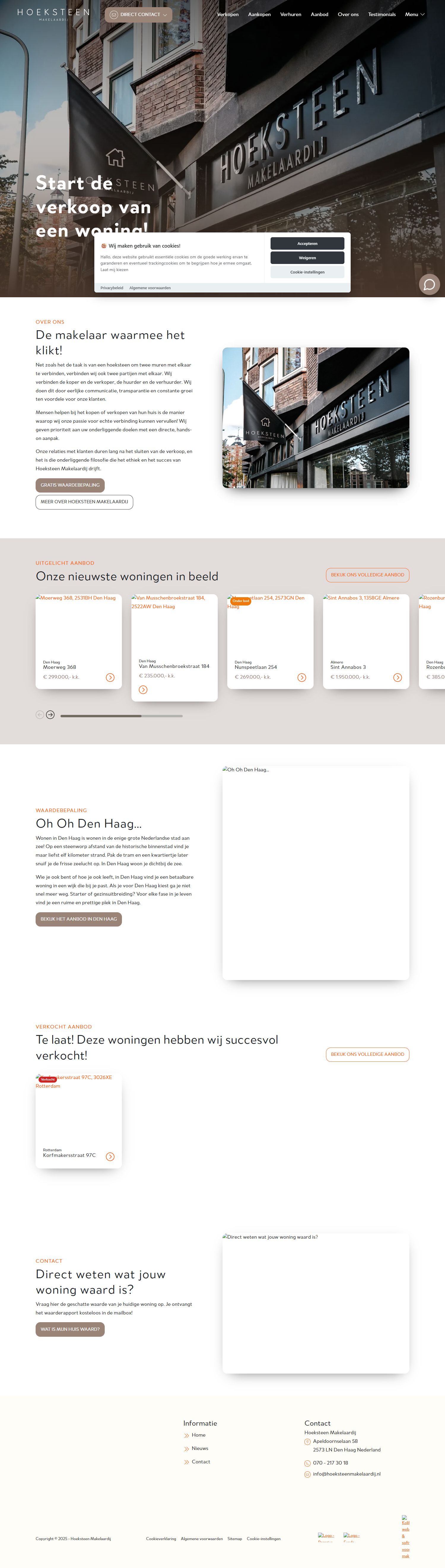 Screenshot van de website van www.hoeksteenmakelaardij.nl