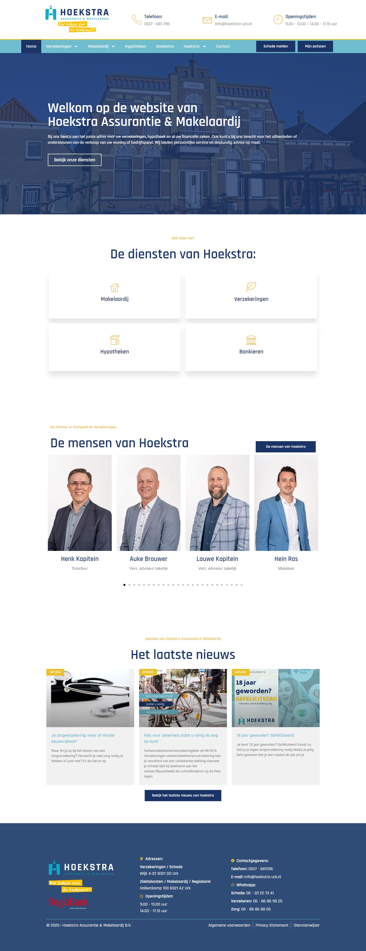 Screenshot van de website van www.hoekstra-urk.nl