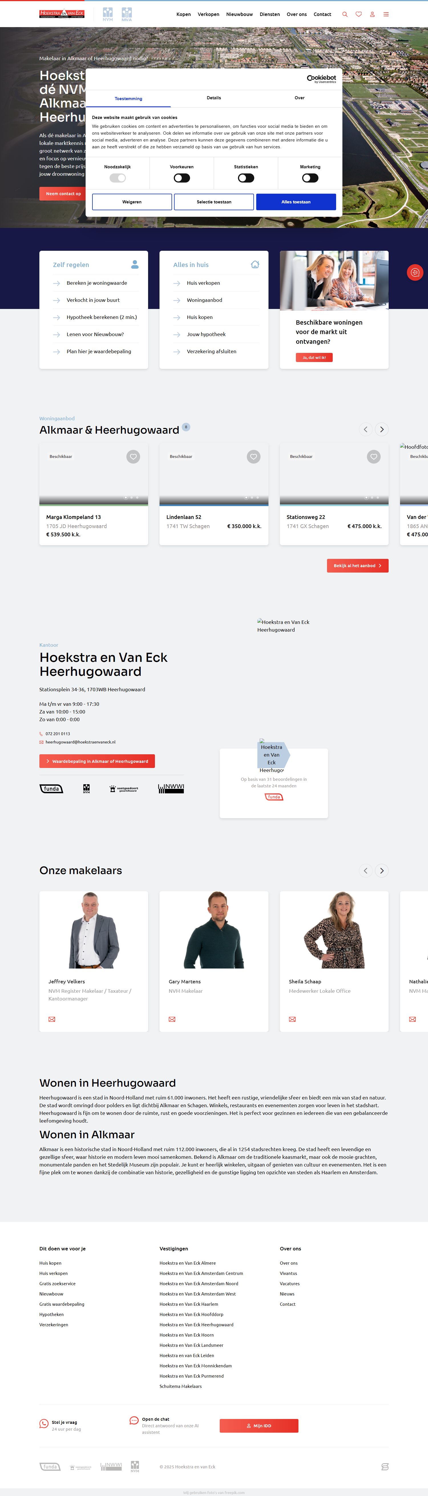 Capture d'écran du site web de hoekstraenvaneck.nl