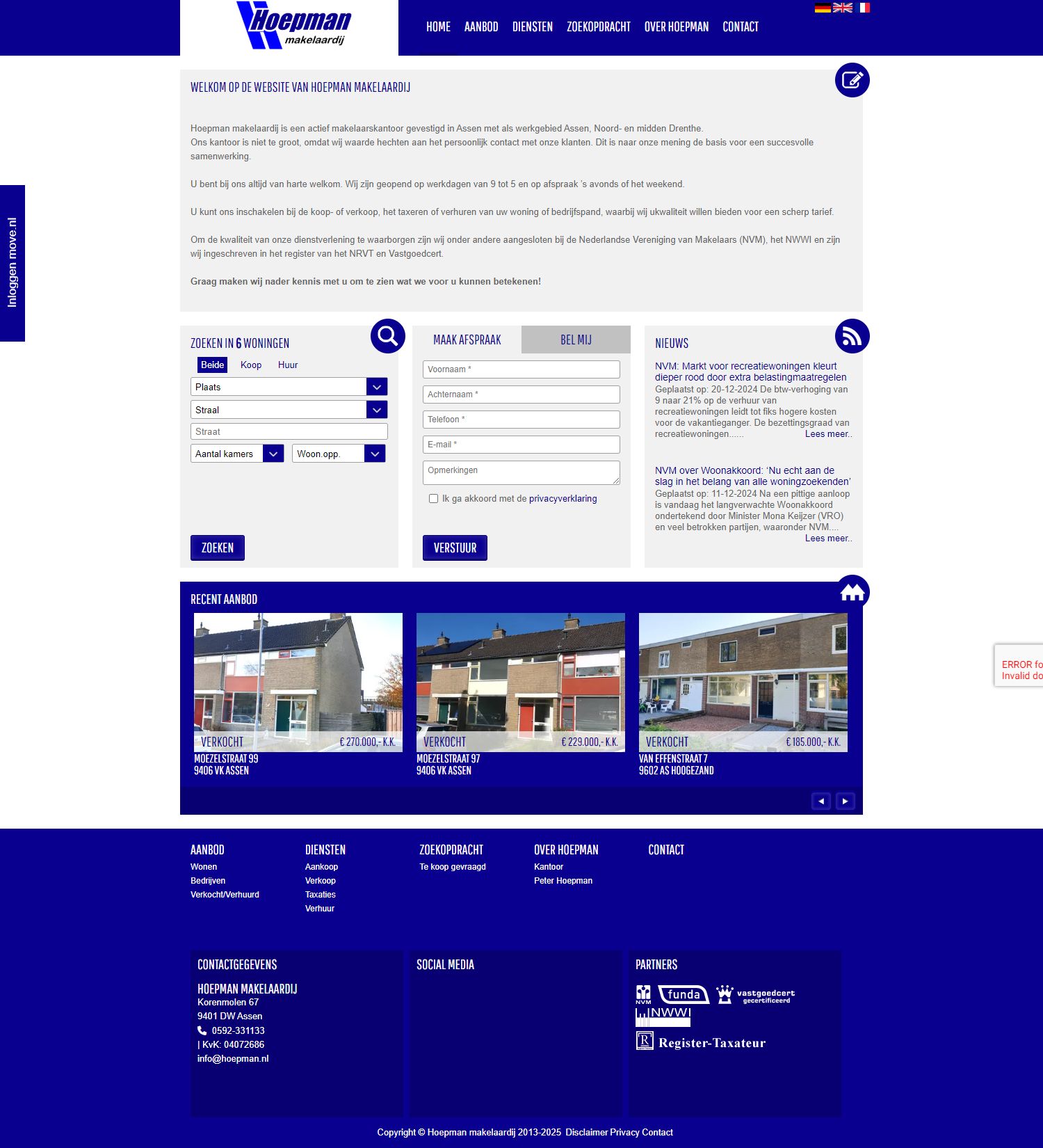 Screenshot van de website van www.hoepman.nl