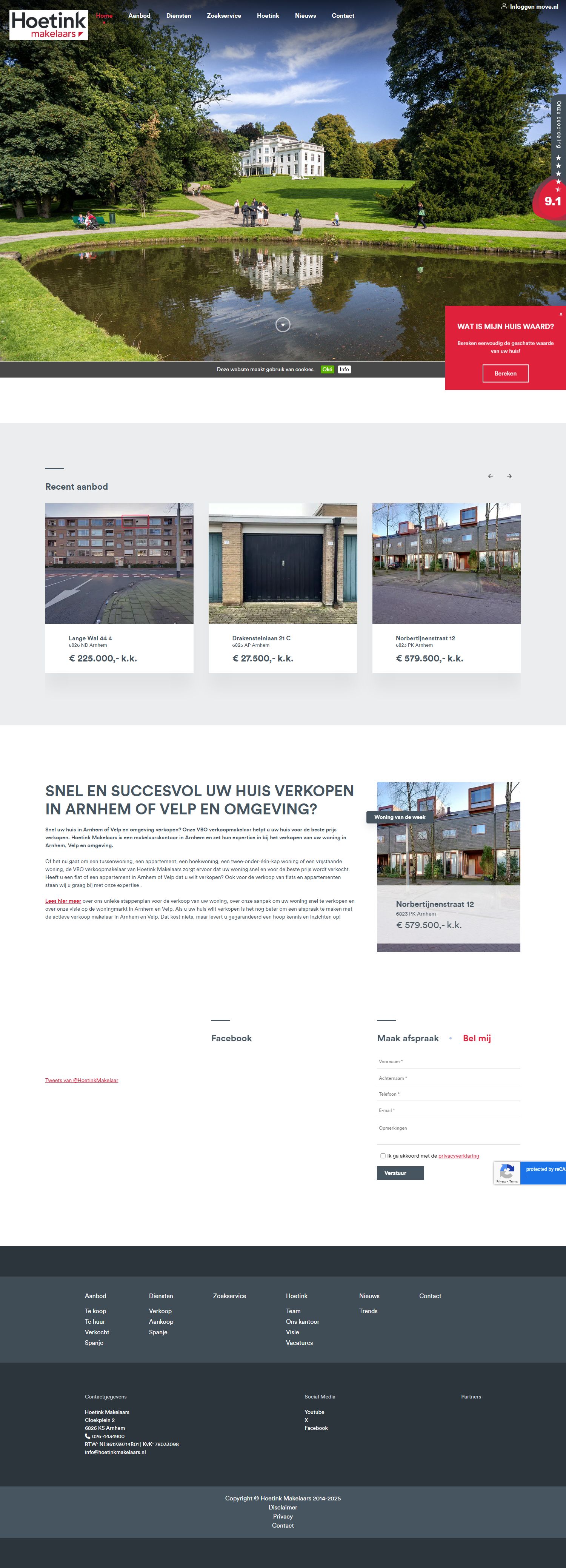 Screenshot van de website van www.hoetinkmakelaars.nl