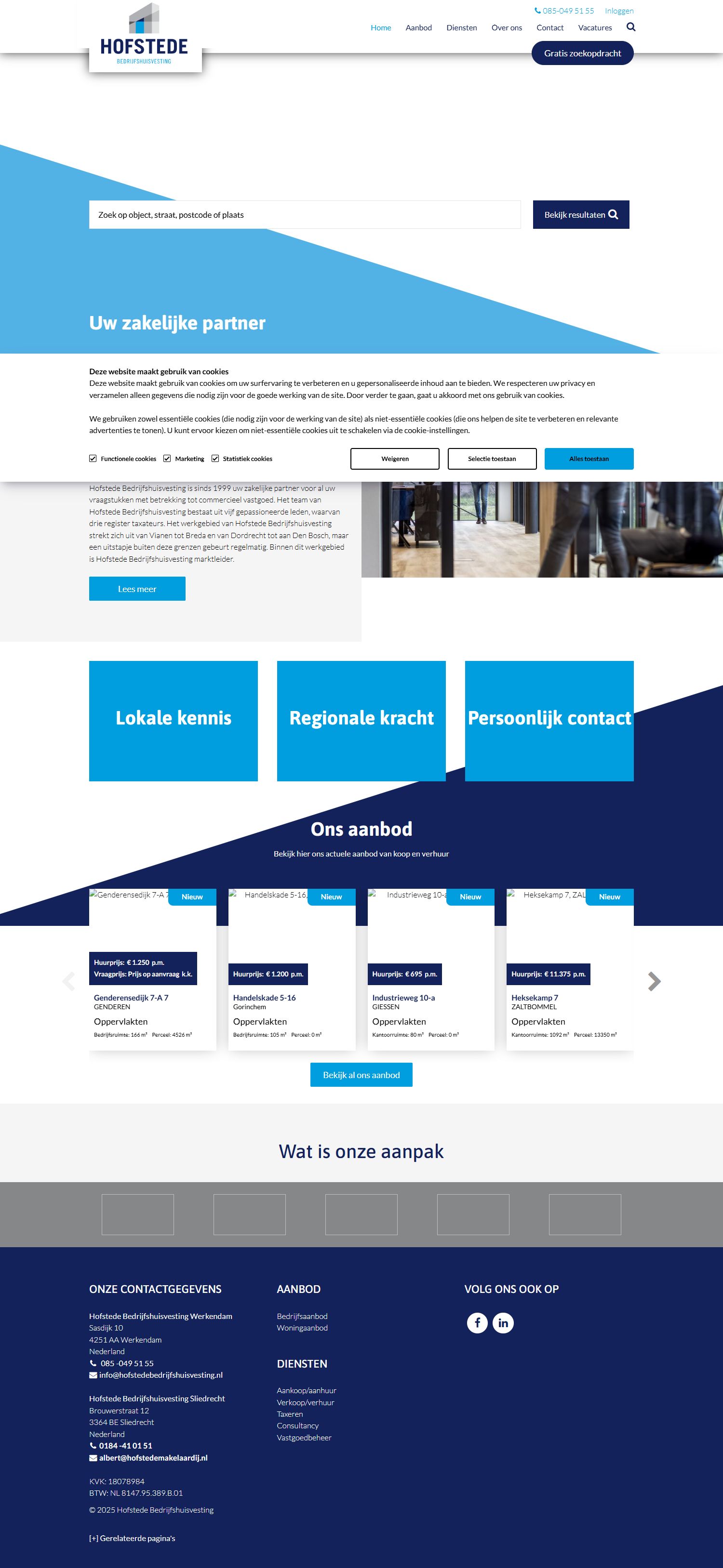 Screenshot of the website of www.hofstedebedrijfshuisvesting.nl