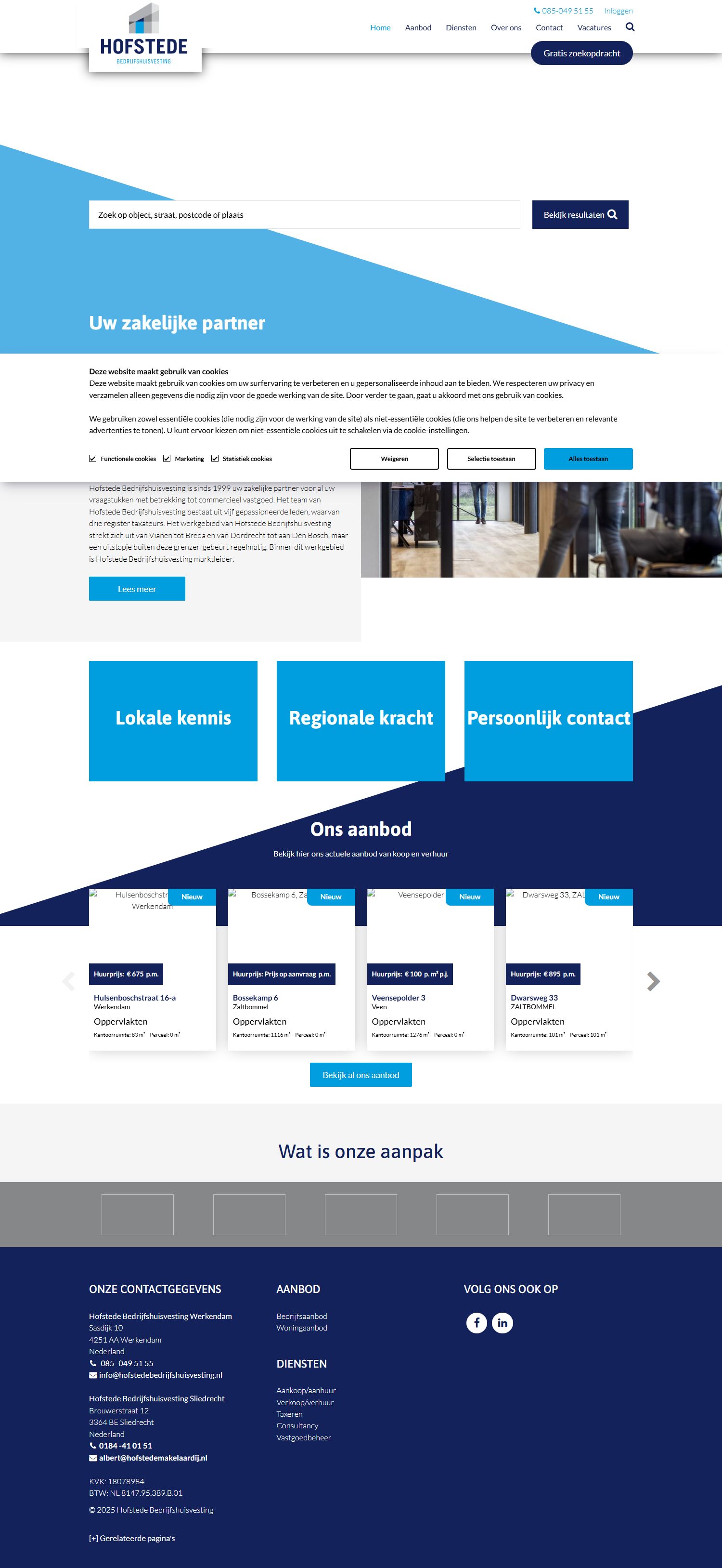 Screenshot der Website von www.hofstedebedrijfshuisvesting.nl