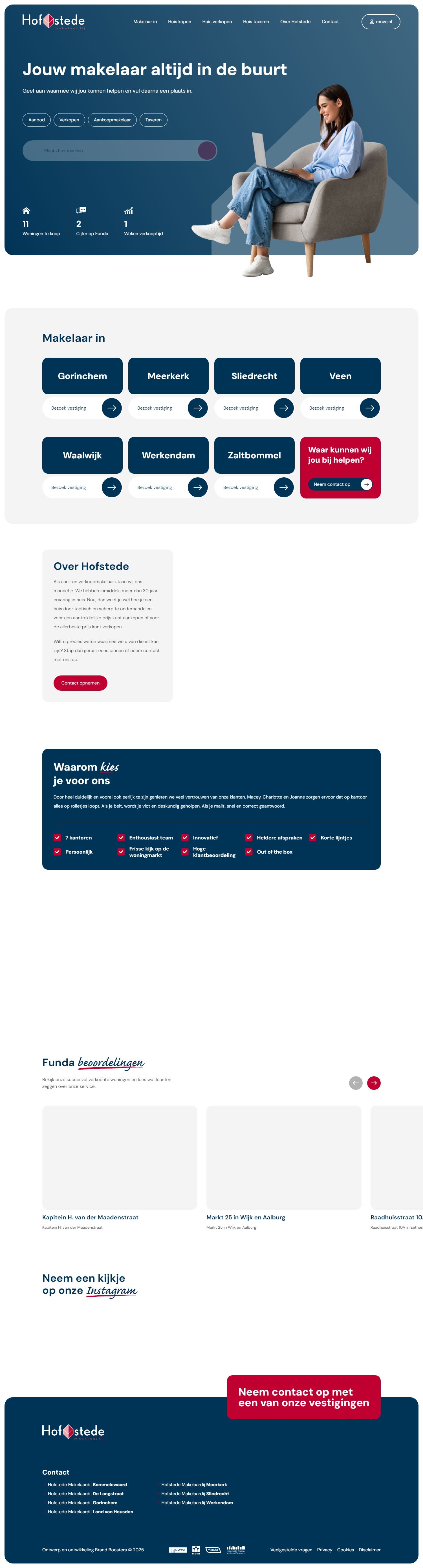 Screenshot van de website van www.hofstedemakelaardij.nl