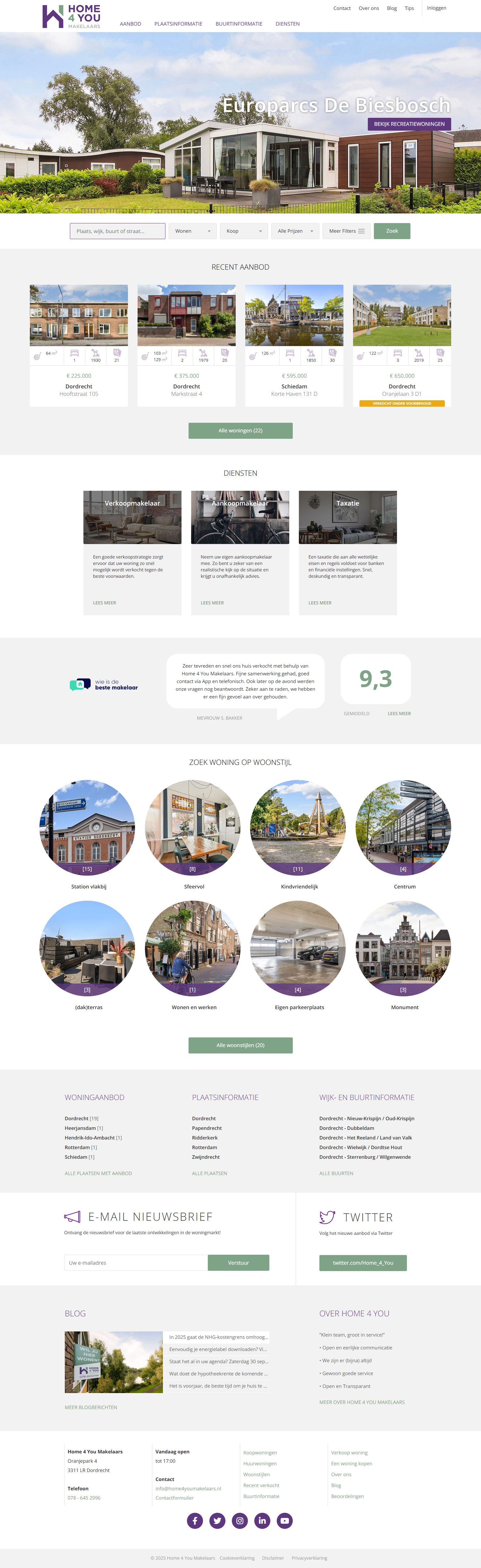 Screenshot van de website van www.home4youmakelaars.nl