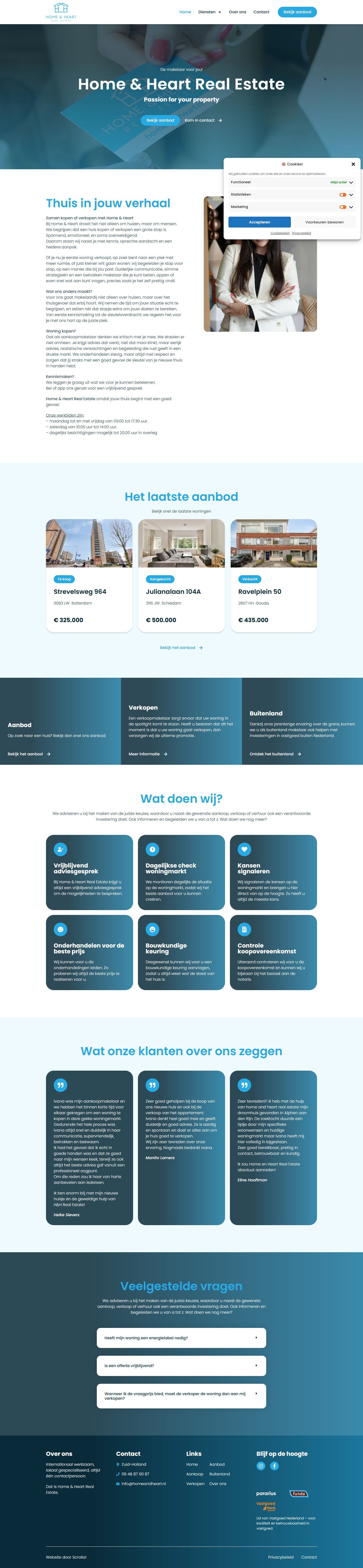 Screenshot of the website of www.homeandheart.nl