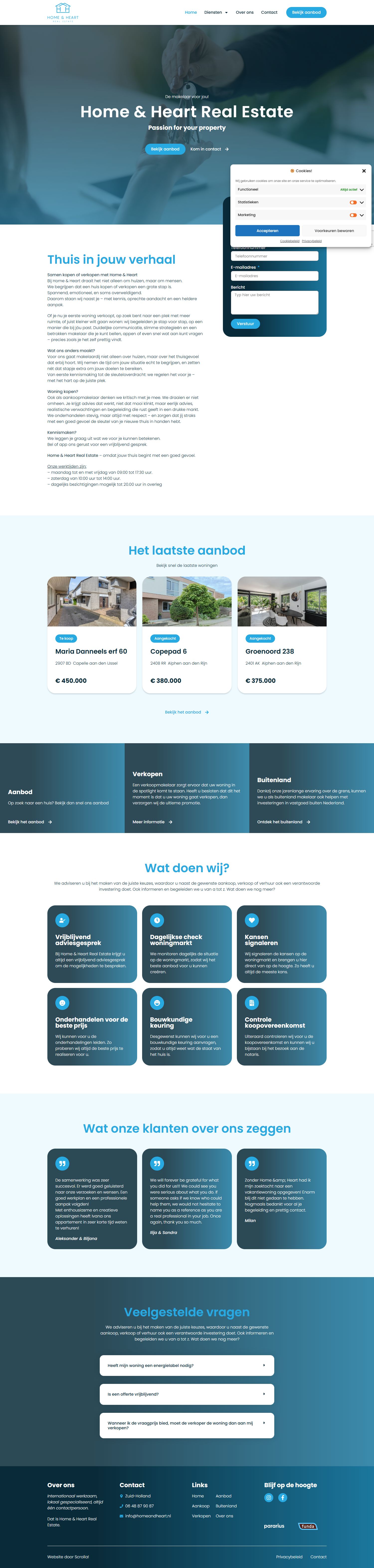 Screenshot of the website of www.homeandheart.nl