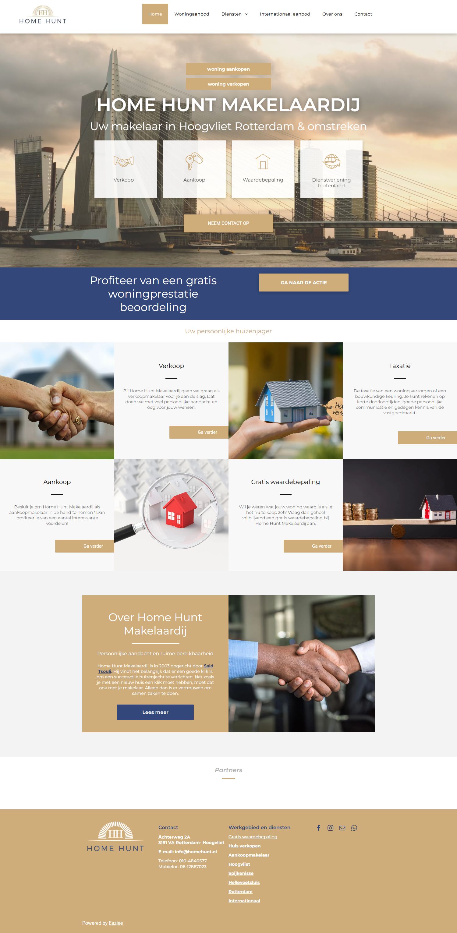 Screenshot van de website van www.homehunt.nl