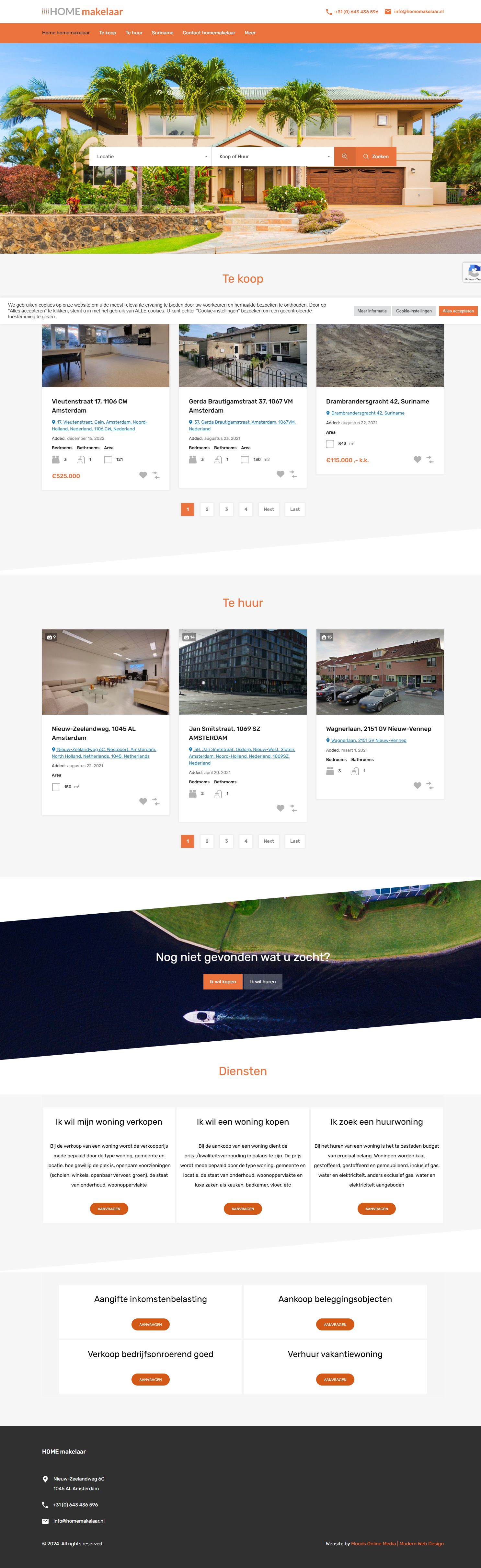 Screenshot van de website van www.homemakelaar.nl
