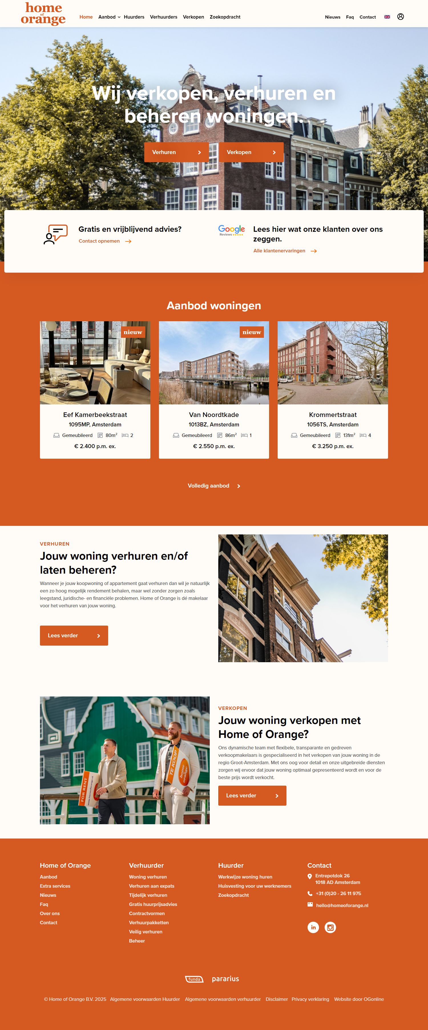 Screenshot van de website van www.homeoforange.nl