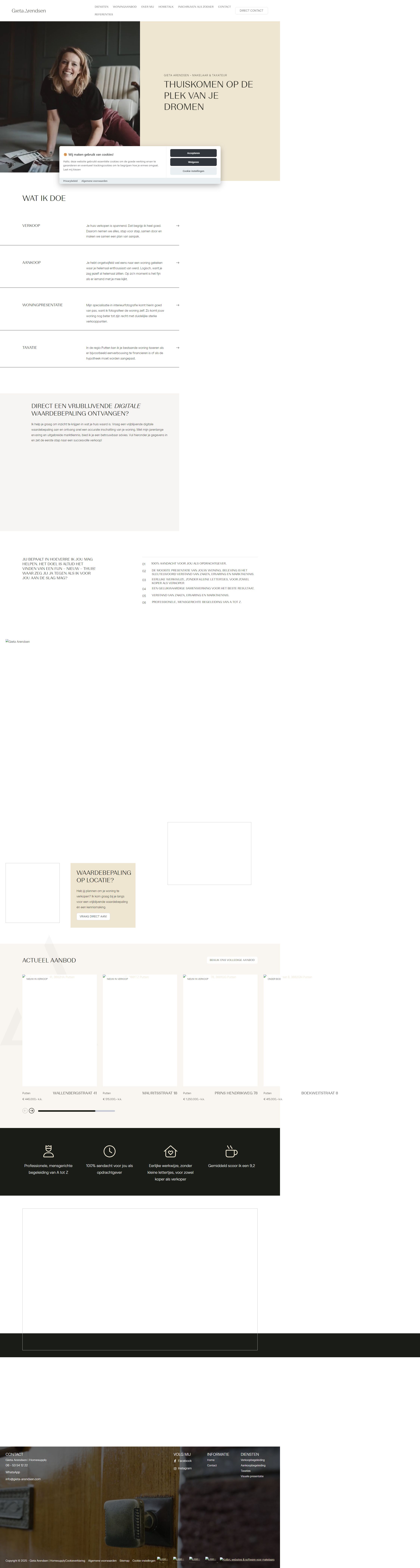 Screenshot van de website van gieta-arendsen.com