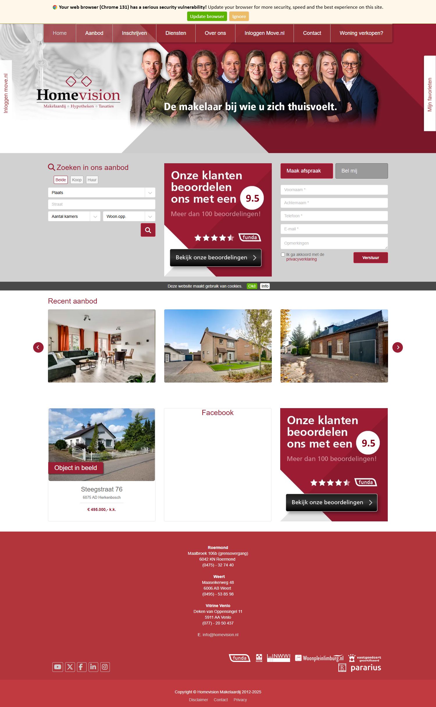 Capture d'écran du site web de www.homevision.nl