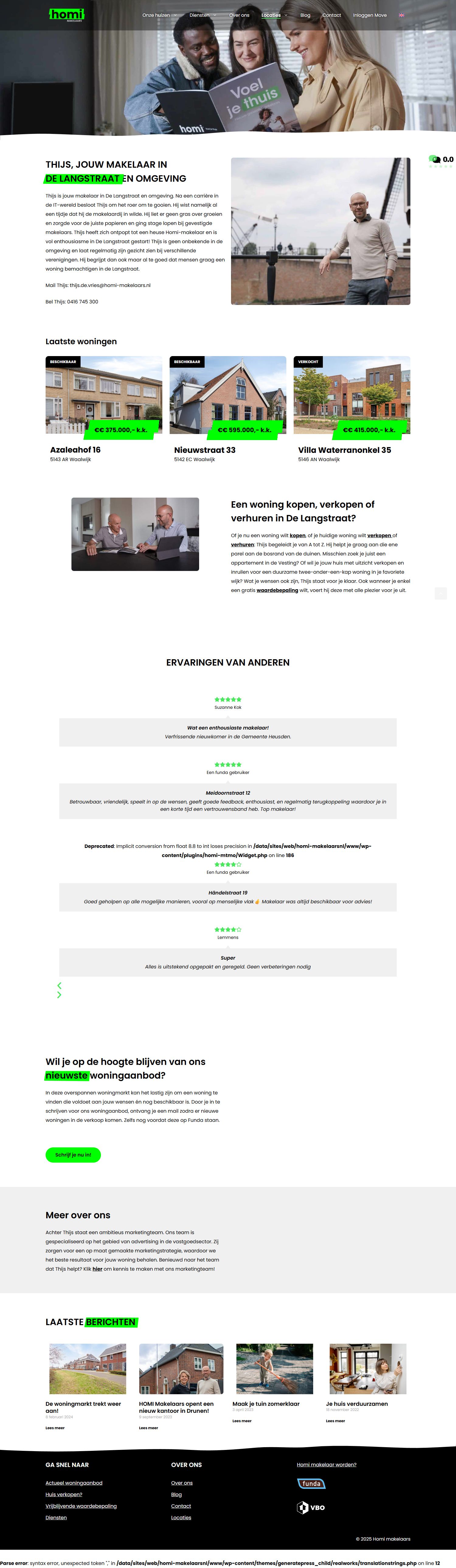 Screenshot of the website of www.homi-makelaars.nl