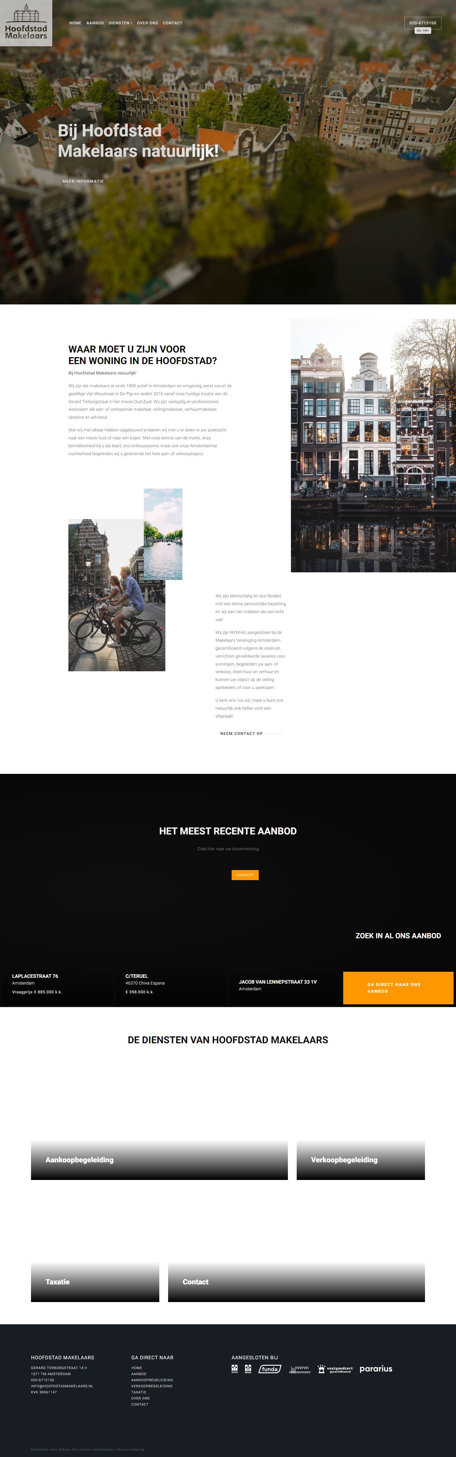Screenshot van de website van www.hoofdstadmakelaars.nl
