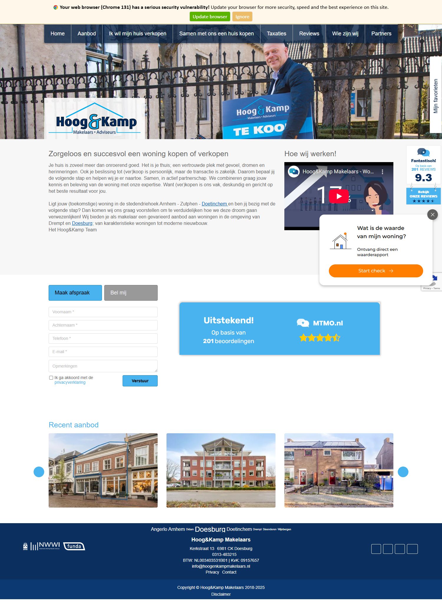 Screenshot van de website van www.hoogenkampmakelaars.nl