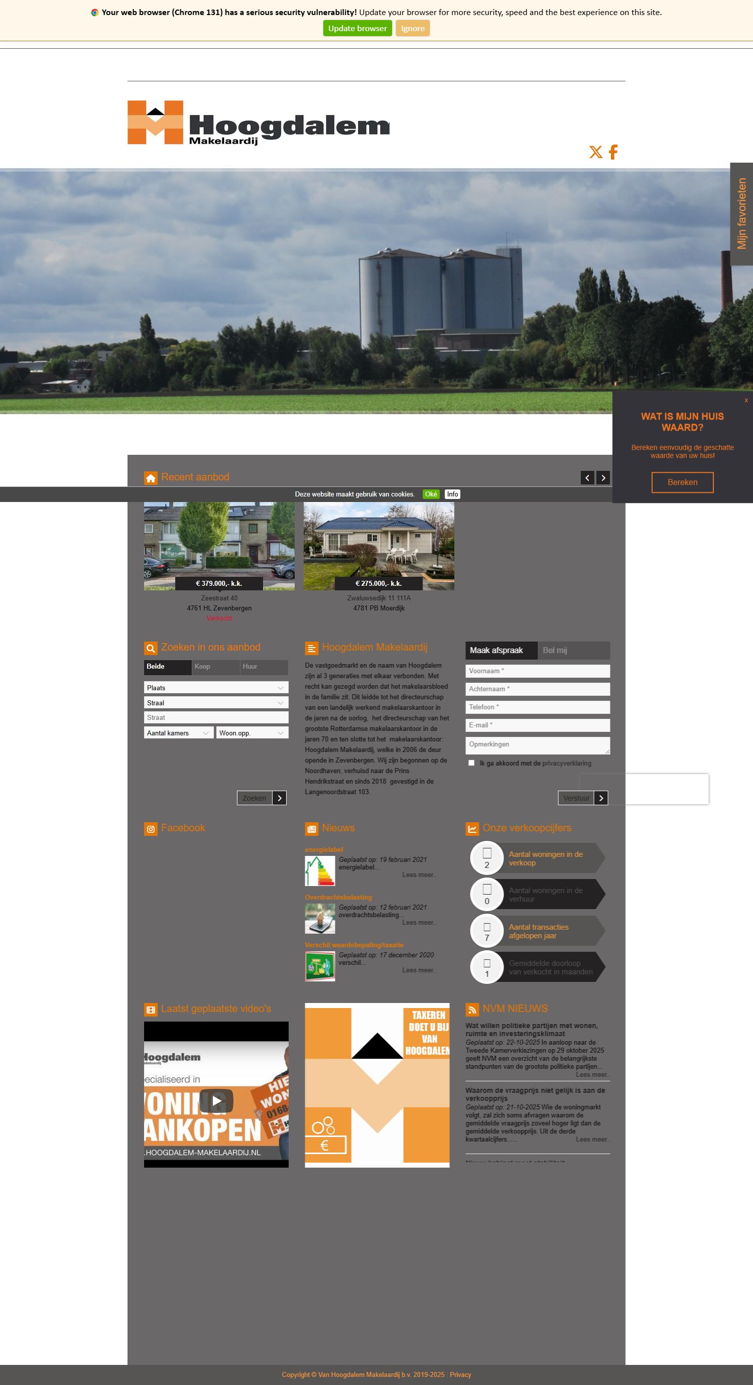 Screenshot of the website of www.hoogdalem-makelaardij.nl