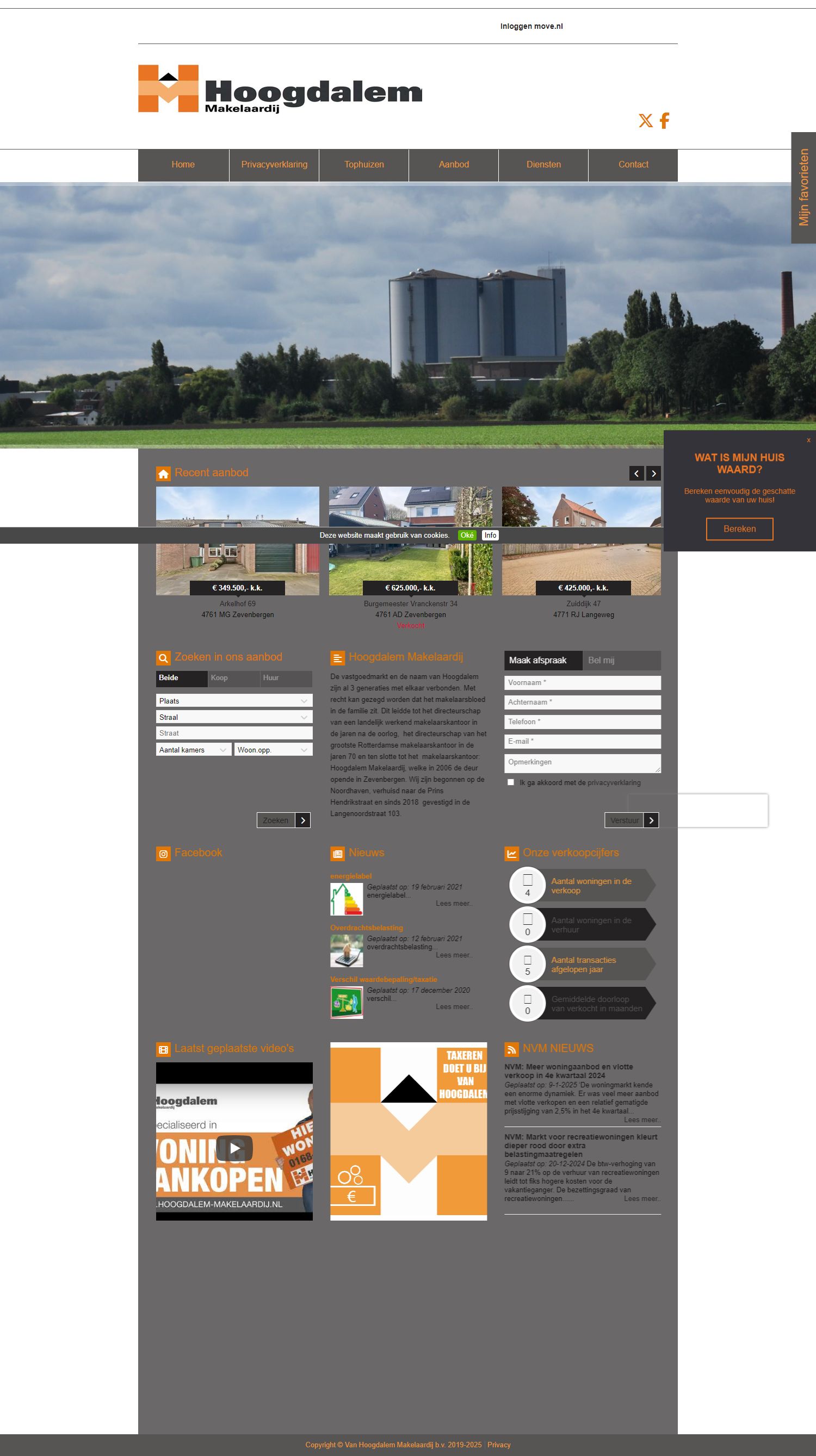 Screenshot van de website van www.hoogdalem-makelaardij.nl
