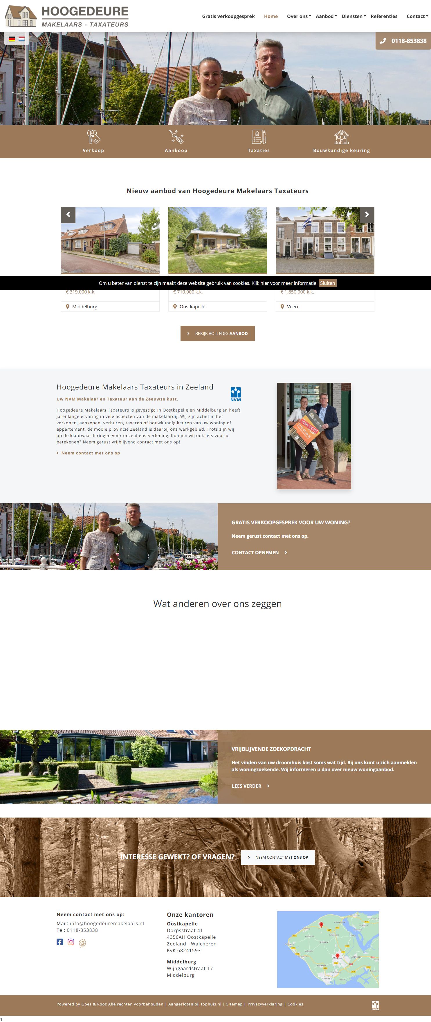 Screenshot van de website van www.hoogedeuremakelaars.nl