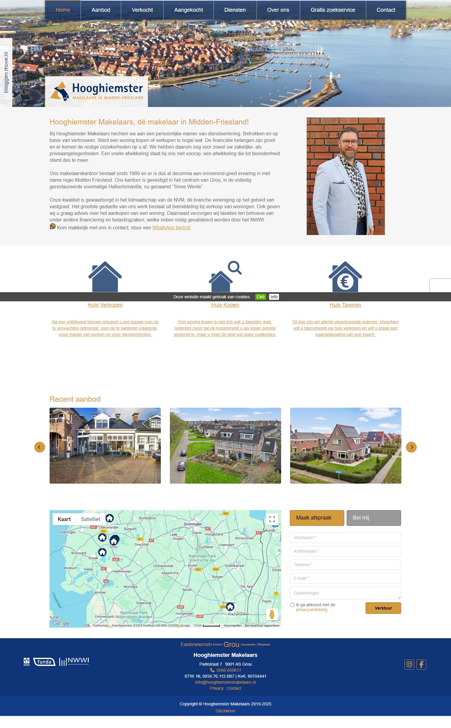 Screenshot van de website van www.hooghiemstermakelaars.nl