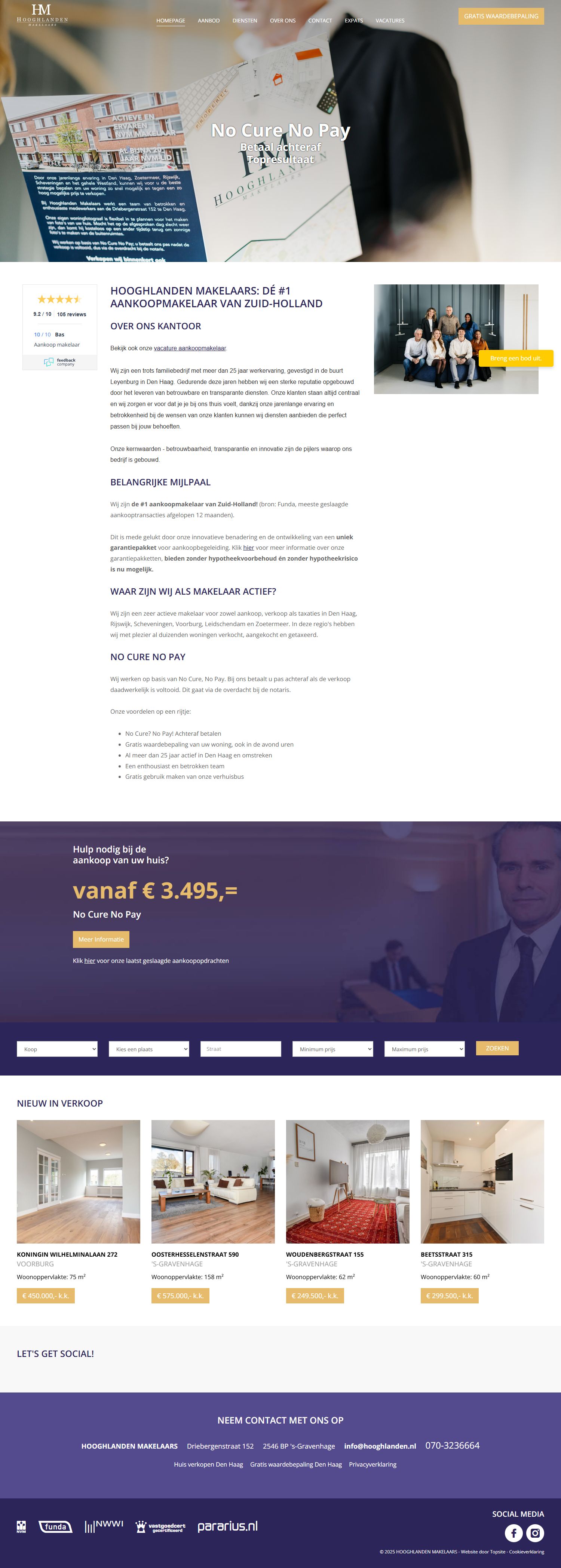 Screenshot van de website van www.hooghlanden.nl