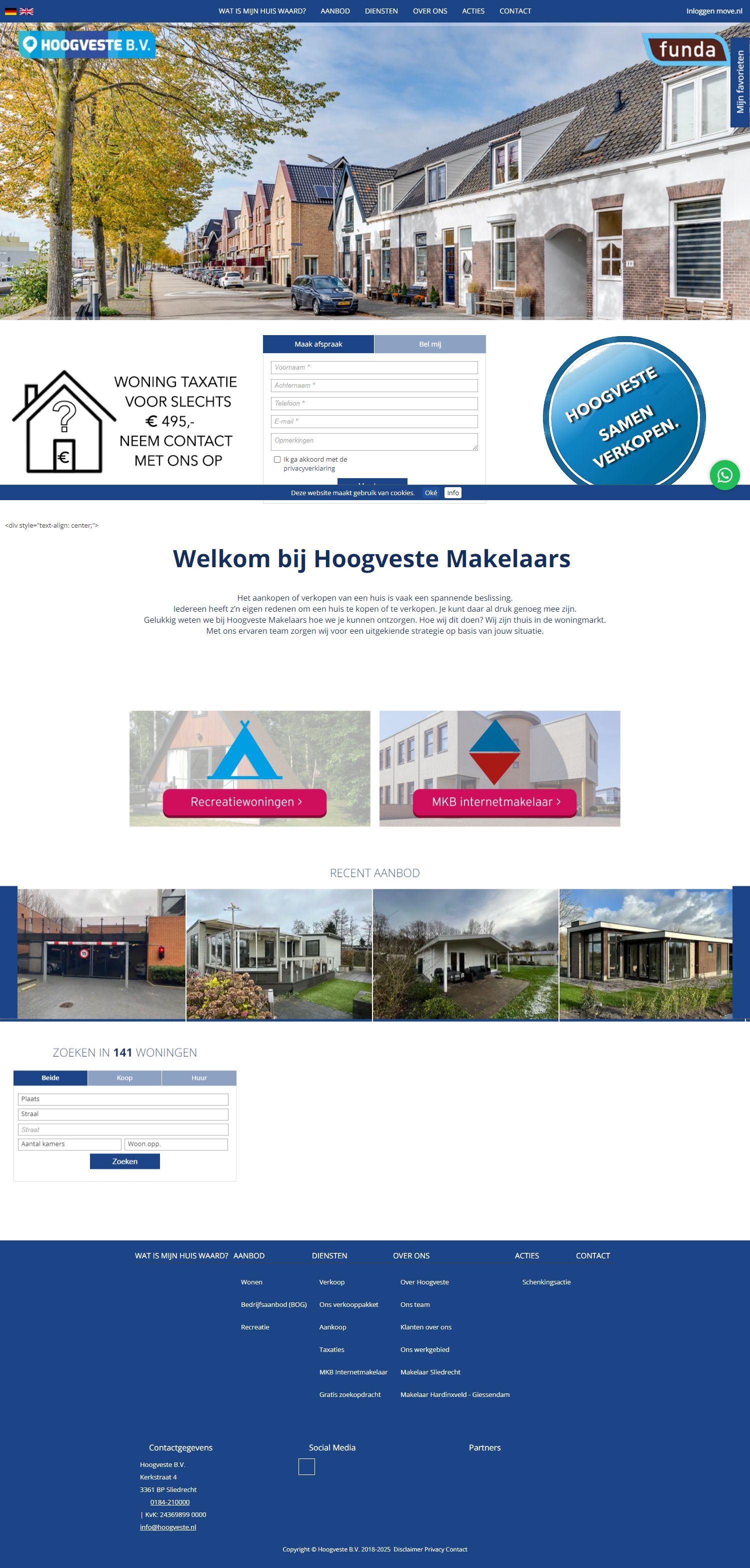 Screenshot van de website van www.hoogveste.nl