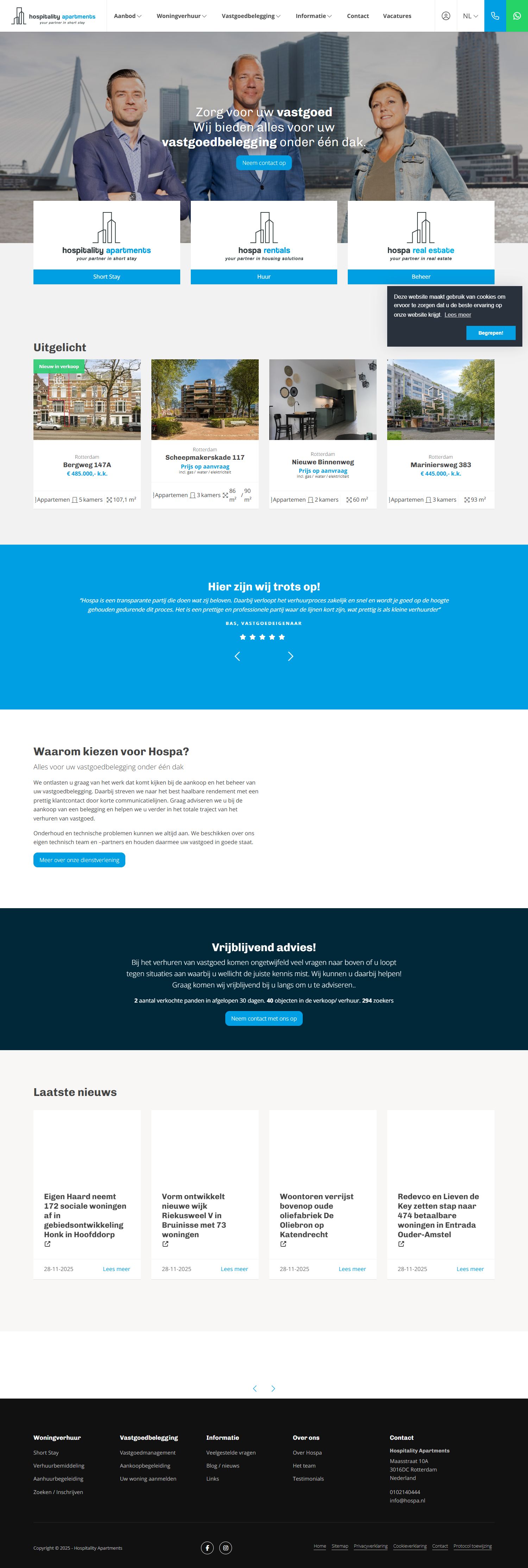 Screenshot of the website of www.hospa.nl