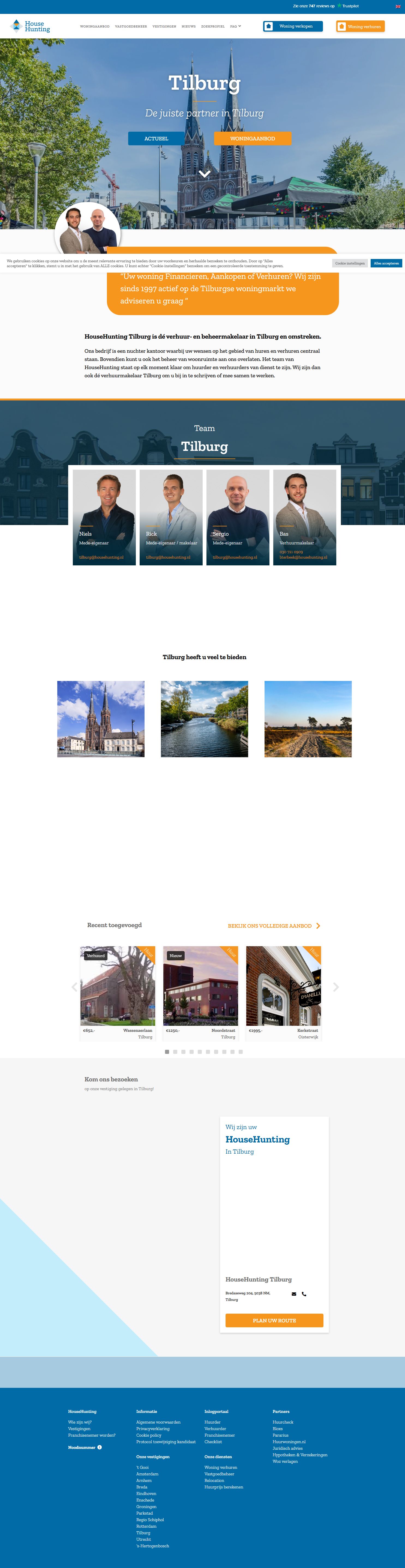 Screenshot van de website van househunting.nl