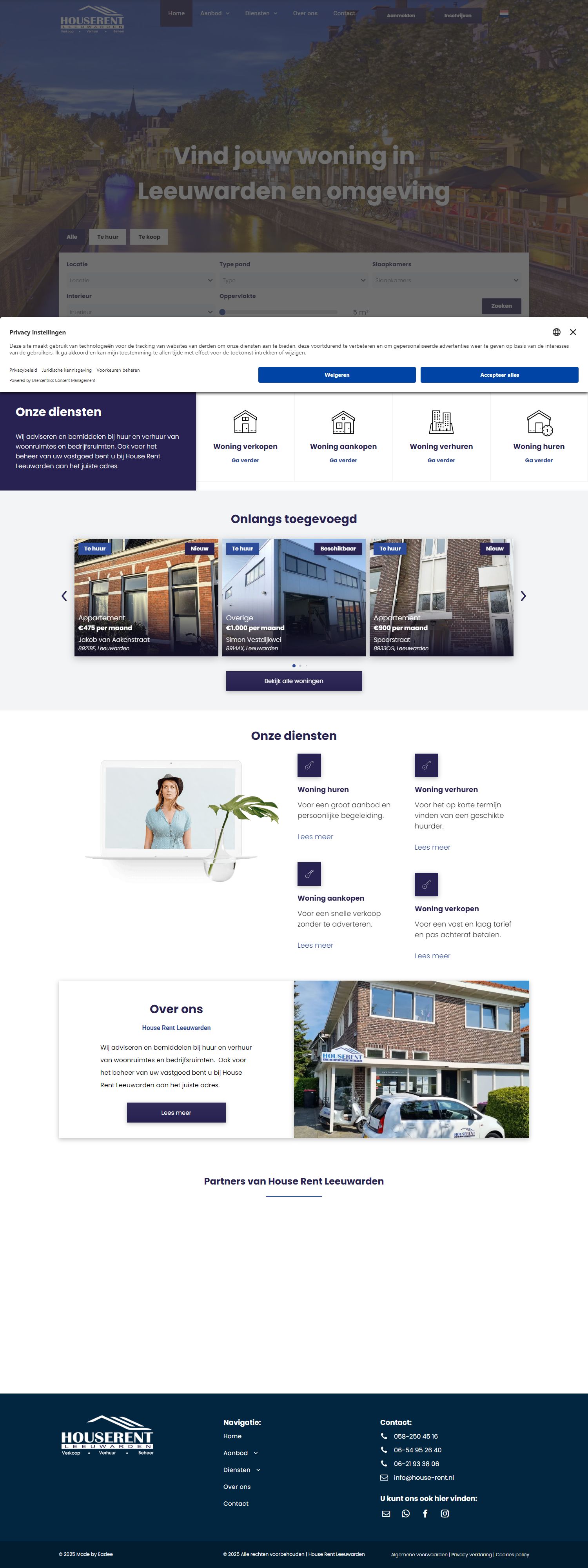 Screenshot van de website van www.house-rent.nl