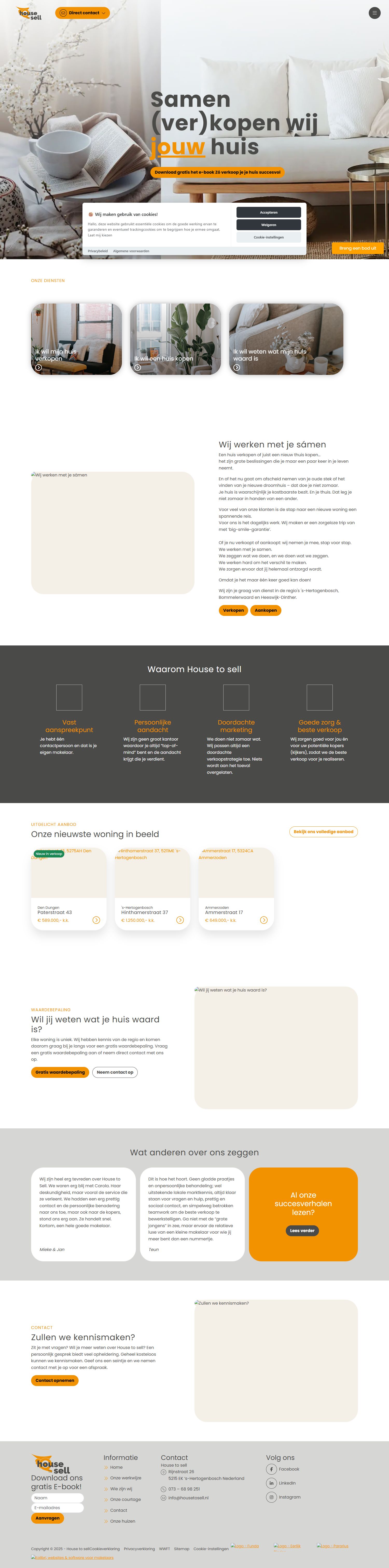Screenshot van de website van www.housetosell.nl