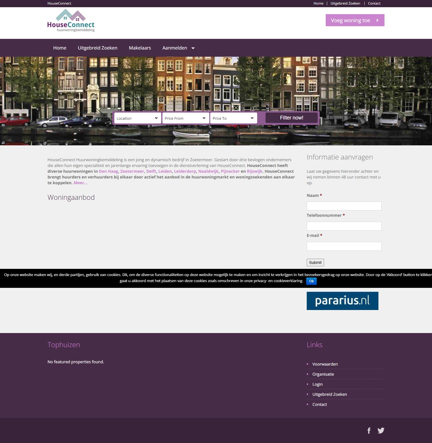 Capture d'écran du site web de www.houseconnect.nl