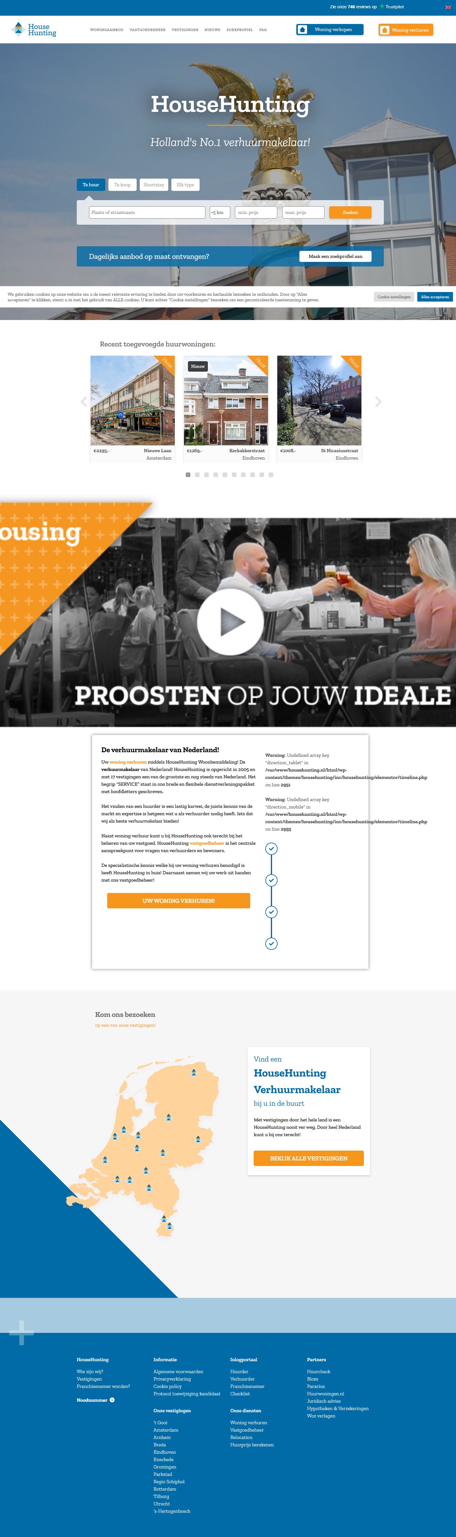 Screenshot van de website van www.househunting.nl