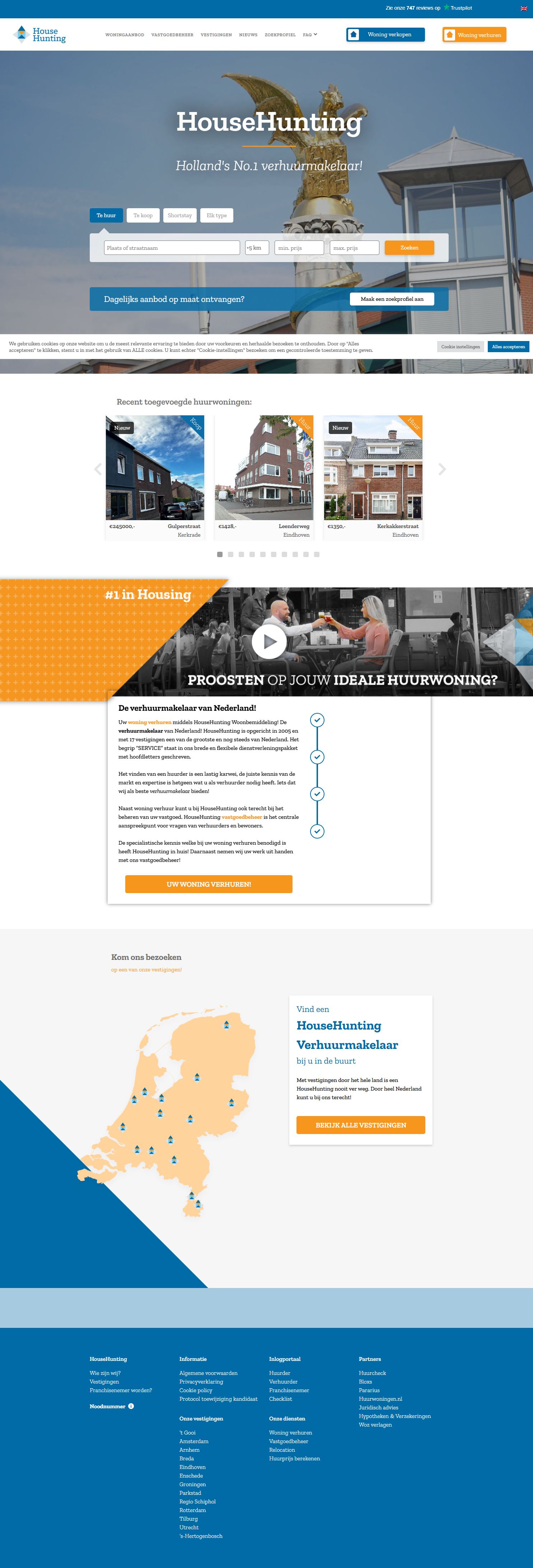 Screenshot of the website of househunting.nl