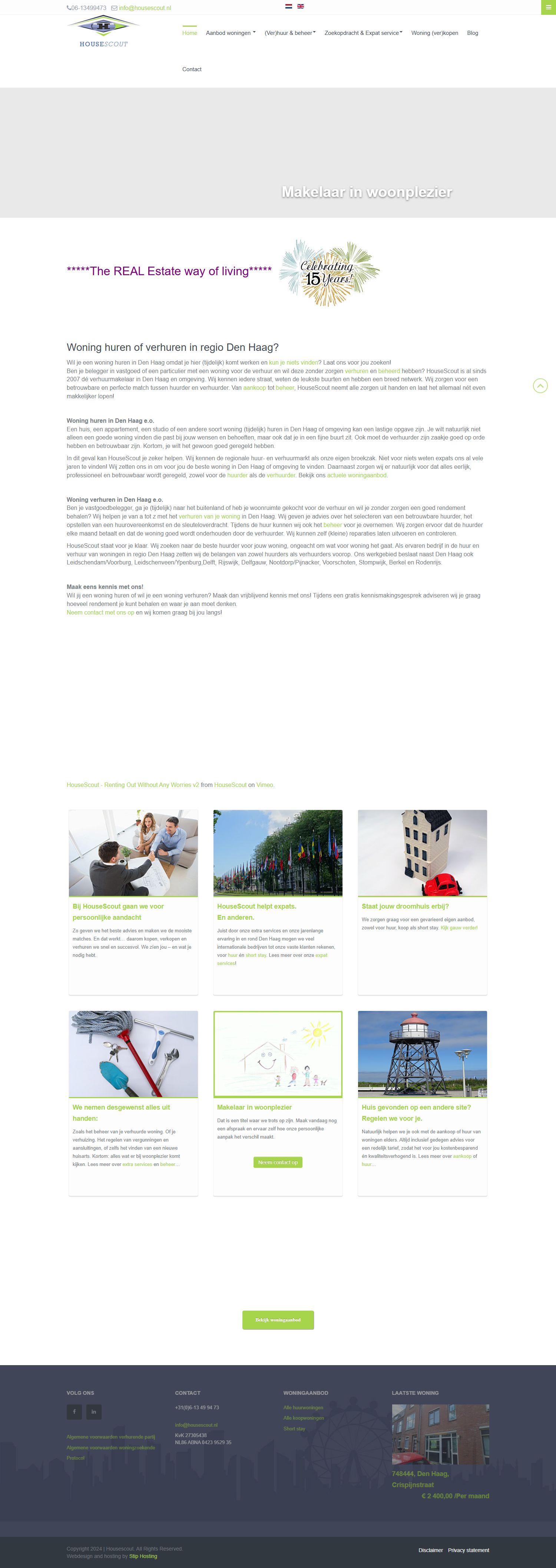 Screenshot of the website of www.housescout.nl