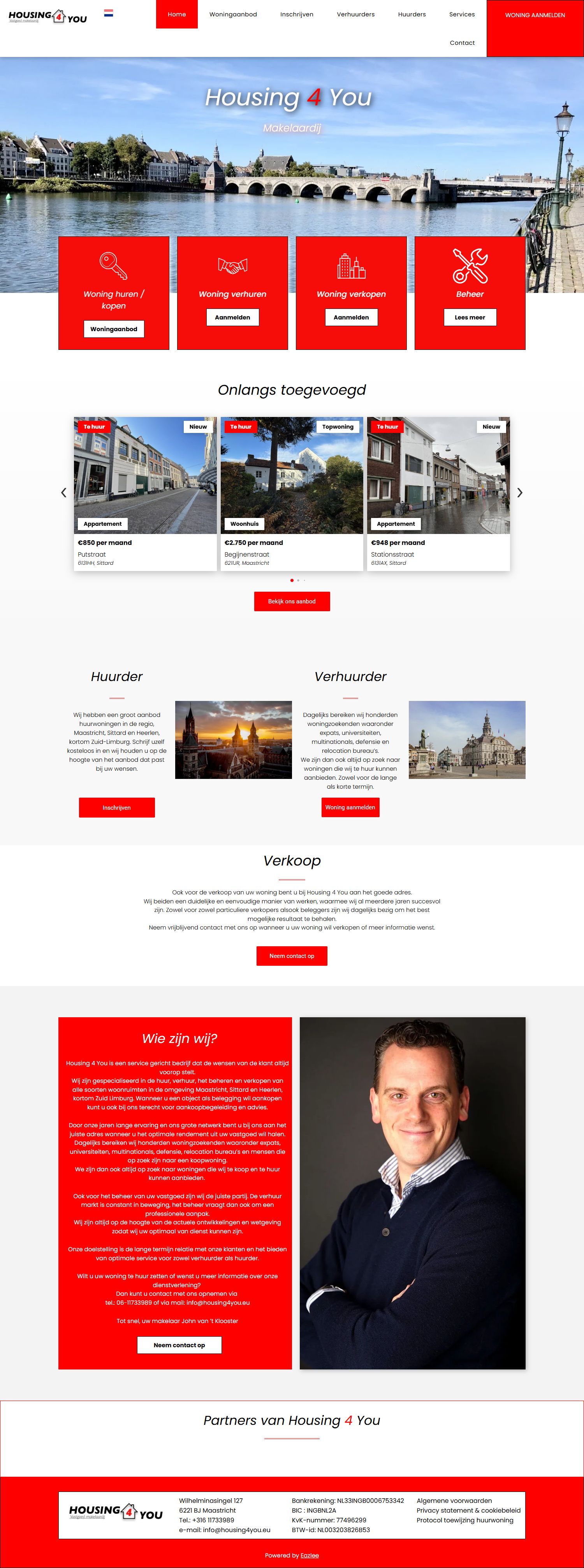 Screenshot van de website van www.housing4you.eu