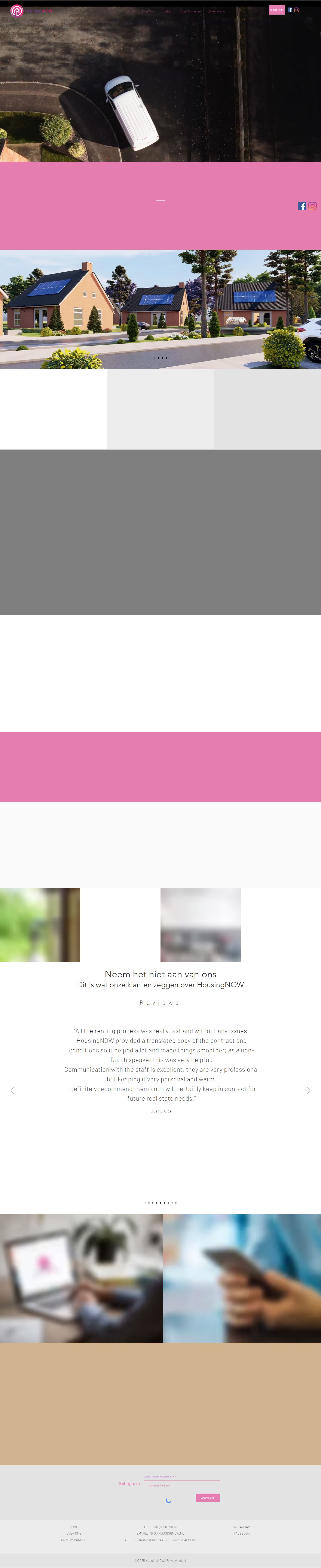 Screenshot of the website of www.housingnow.nl