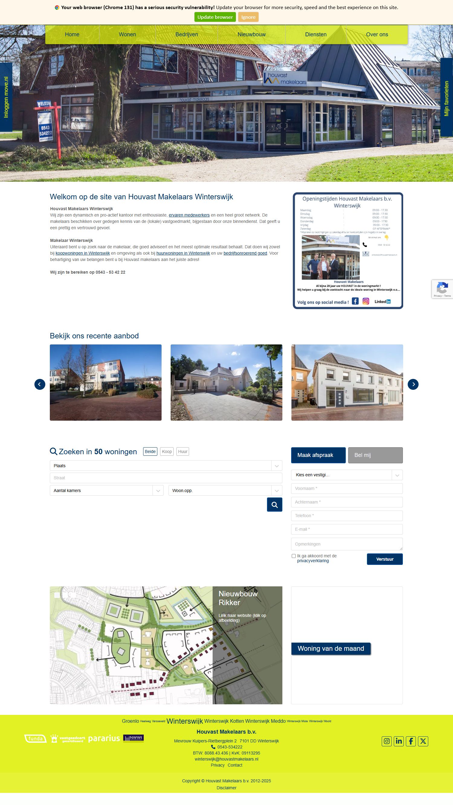 Screenshot of the website of www.houvastmakelaars.nl