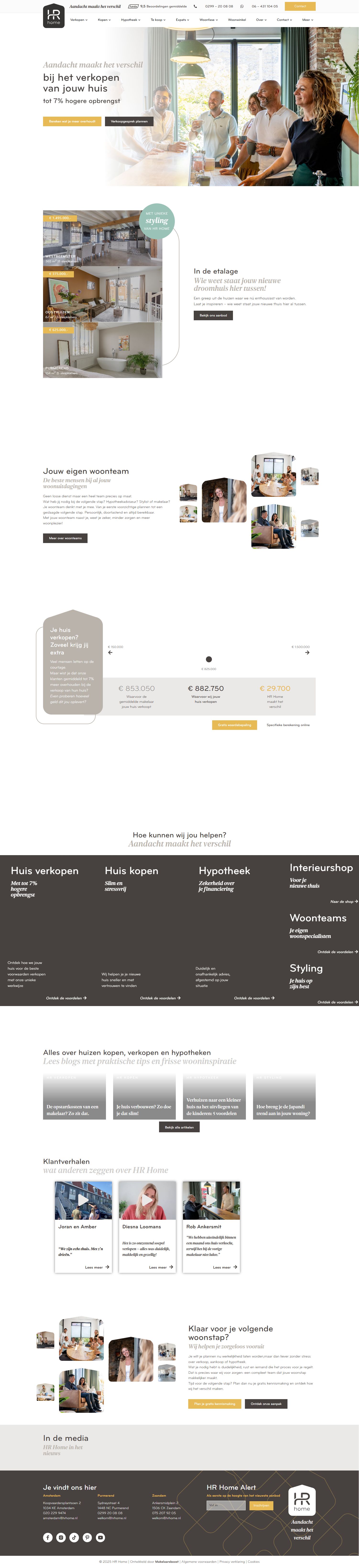 Screenshot van de website van www.hrmakelaars.nl