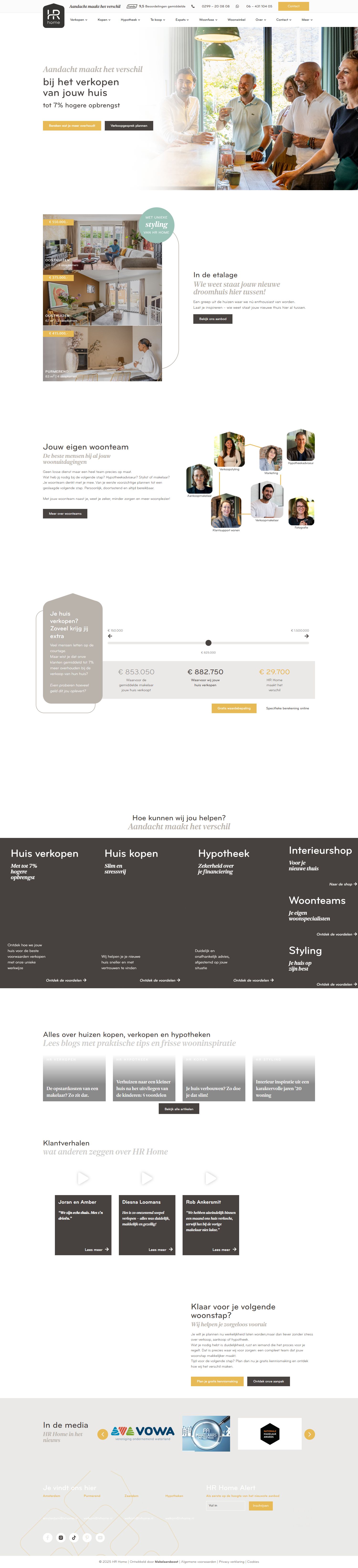 Screenshot of the website of www.hrmakelaars.nl