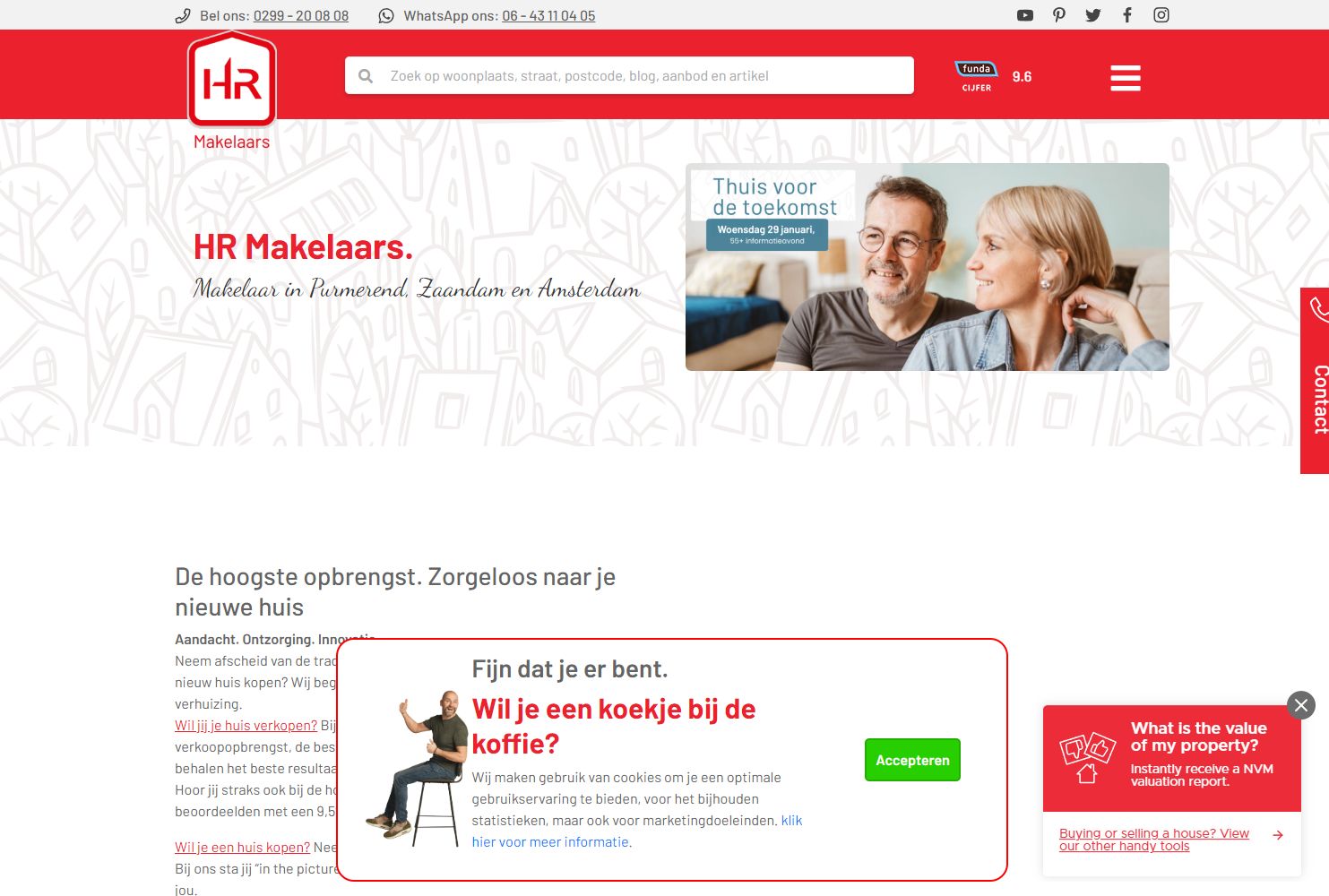 Screenshot van de website van www.hrmakelaars.nl