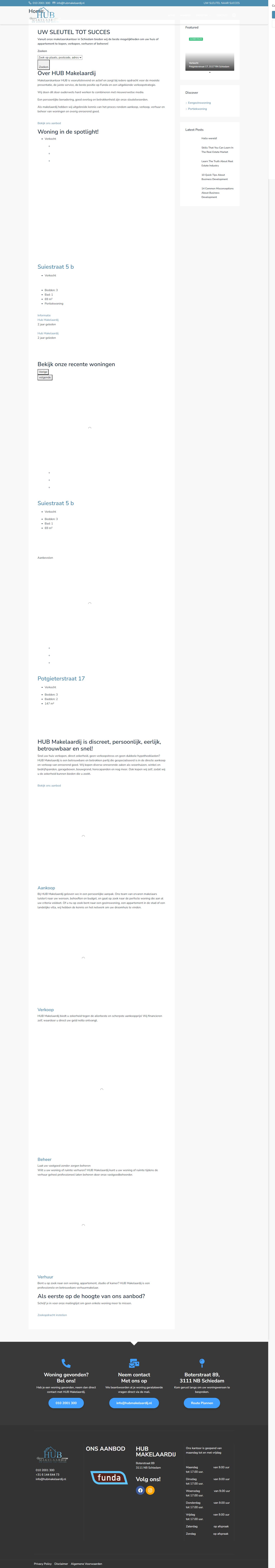 Screenshot van de website van www.hubmakelaardij.nl
