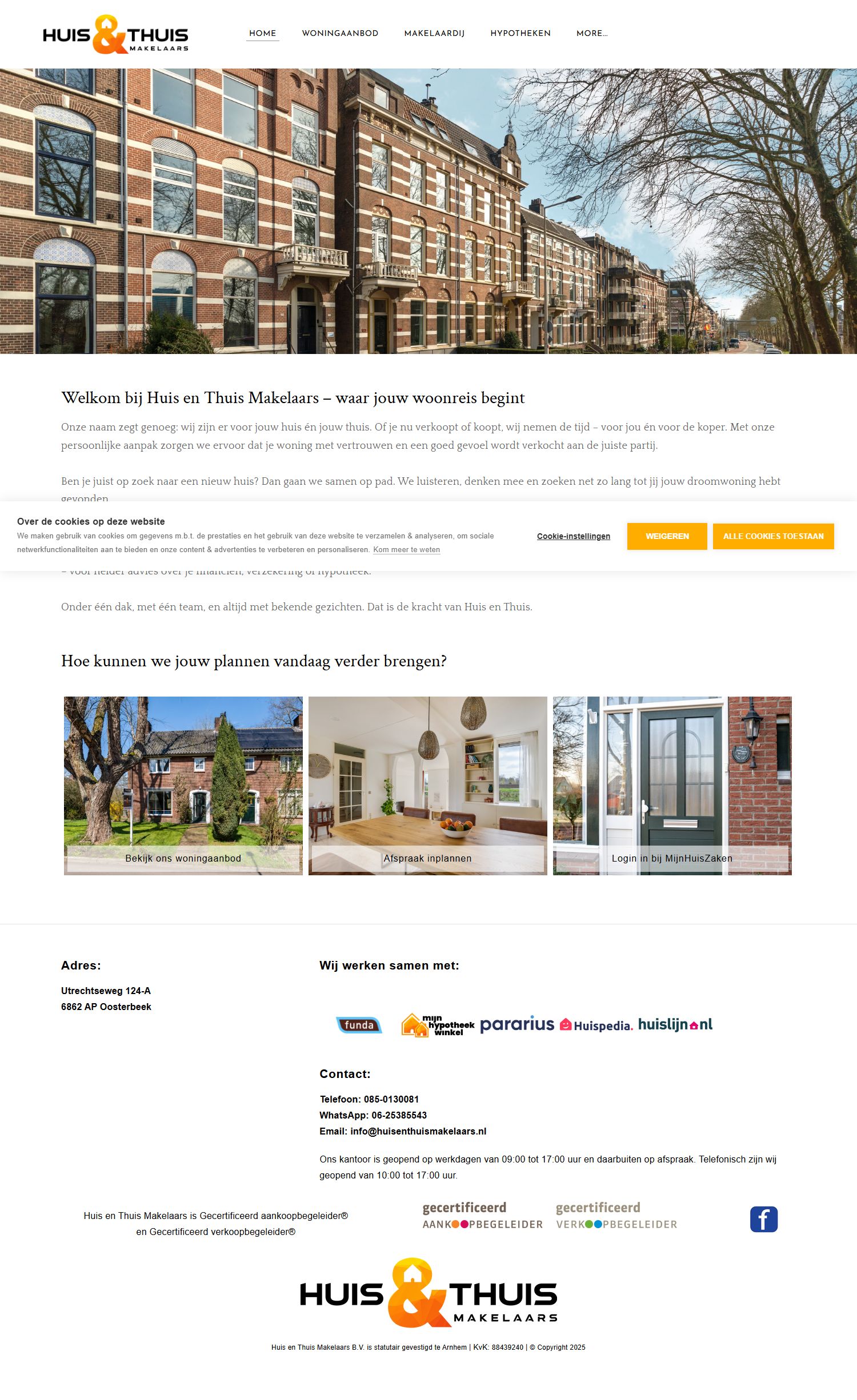 Capture d'écran du site web de www.huisenthuismakelaars.nl