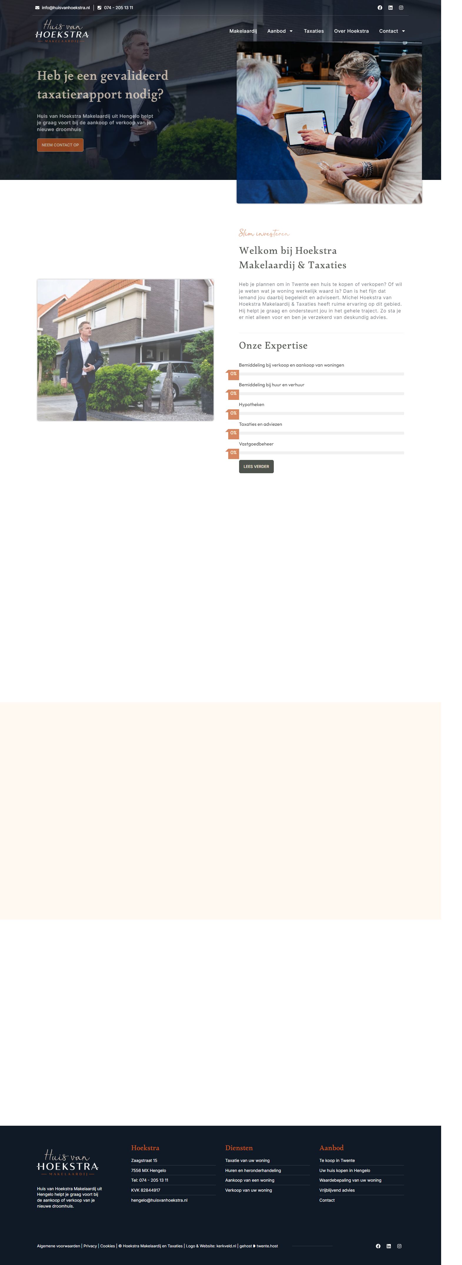 Screenshot van de website van www.huisvanhoekstra.nl