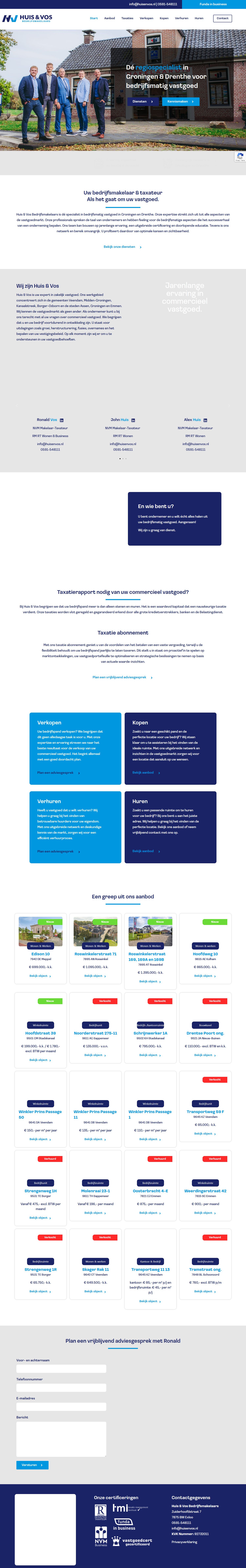Capture d'écran du site web de www.huisenvos.nl