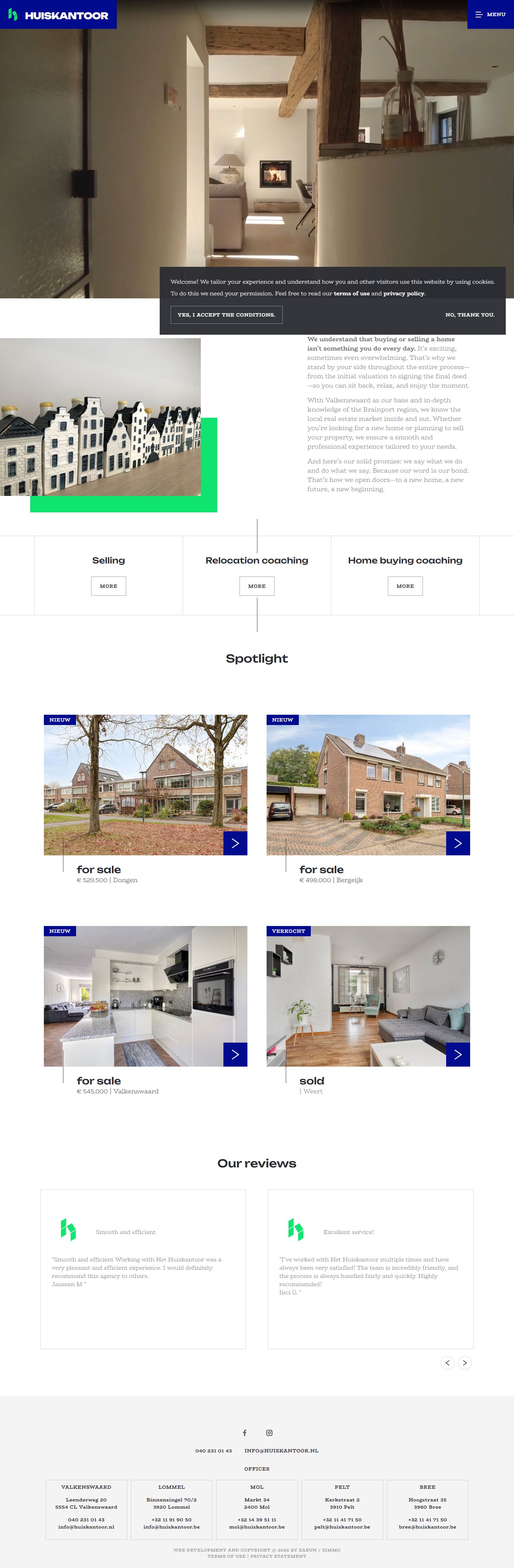 Screenshot of the website of www.huiskantoor.nl