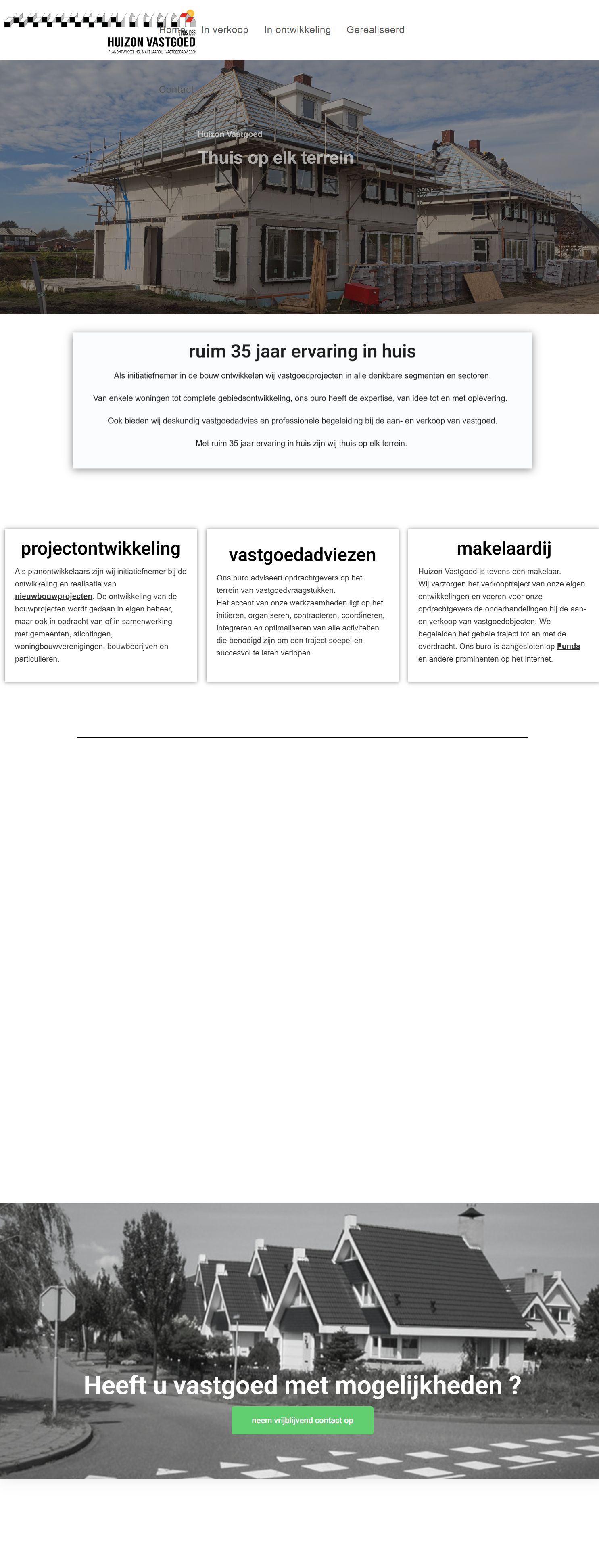 Screenshot van de website van www.huizon.nl