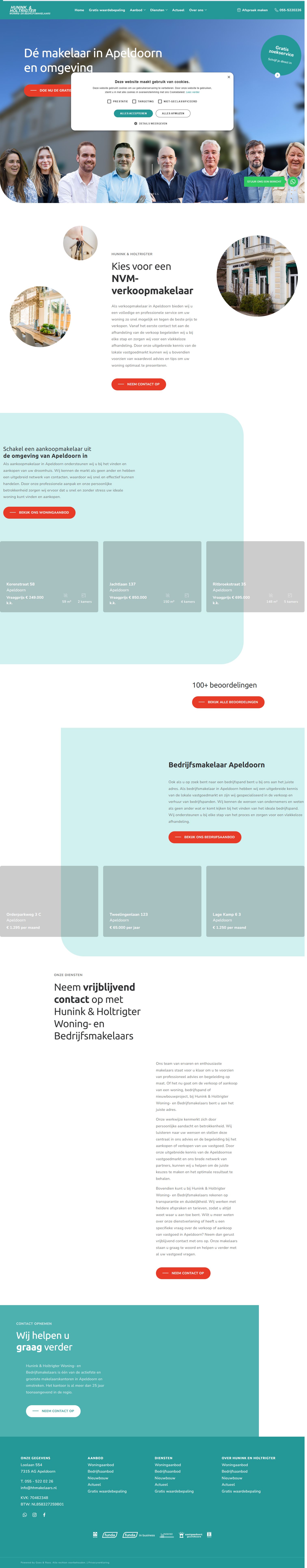 Screenshot van de website van www.hhmakelaars.nl