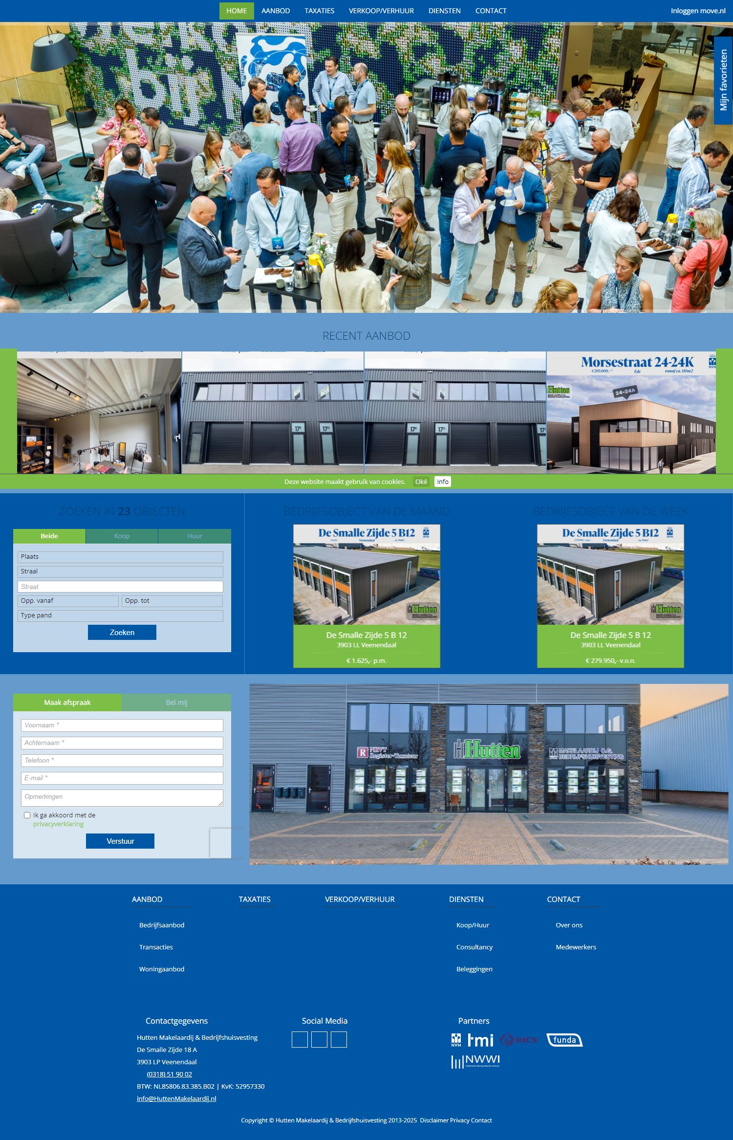 Screenshot van de website van www.huttenmakelaardij.nl