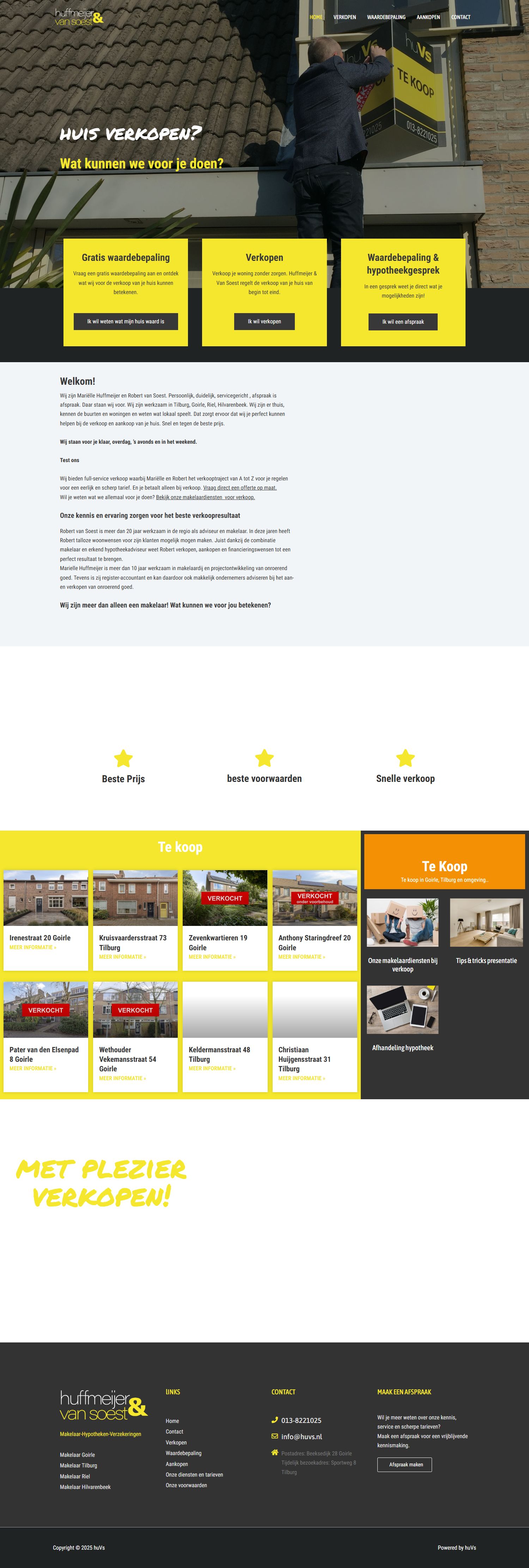 Capture d'écran du site web de www.huvs.nl