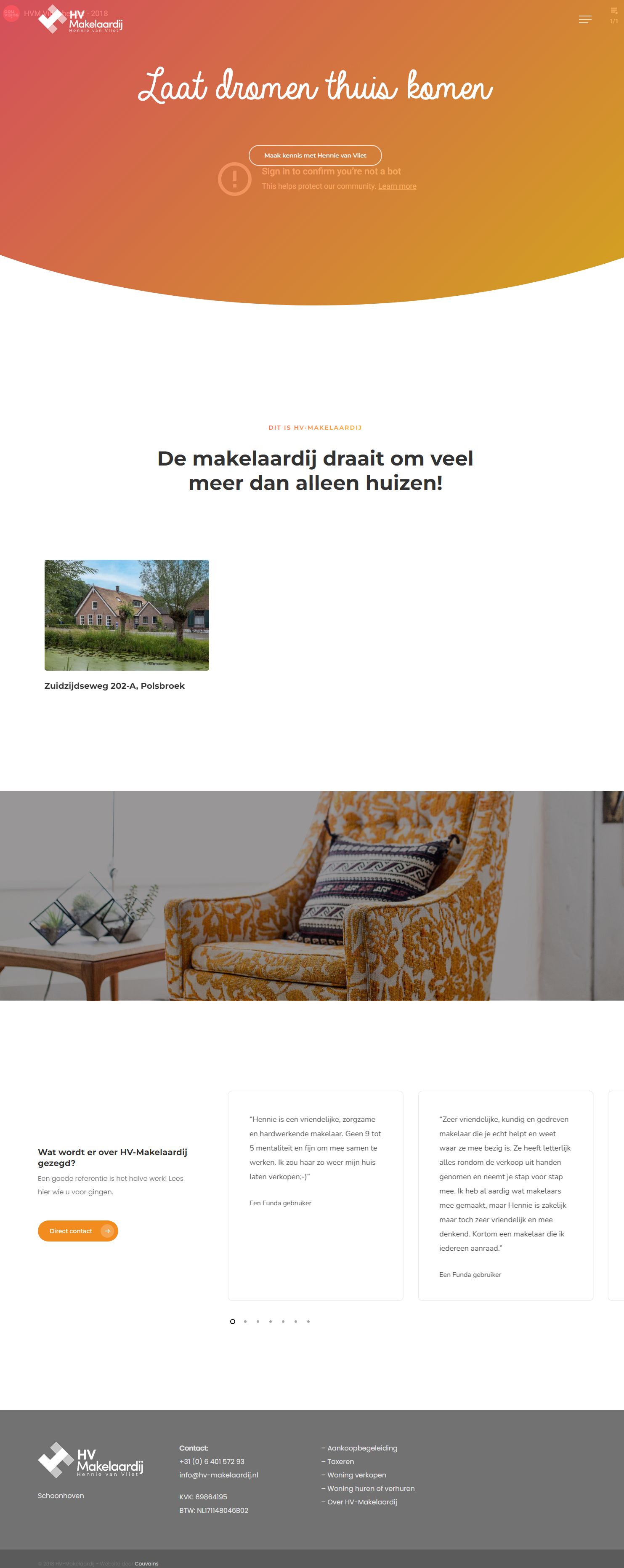 Screenshot van de website van www.hv-makelaardij.nl